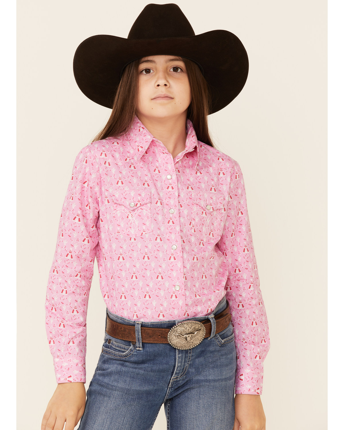 Girls pink western shirt clearance