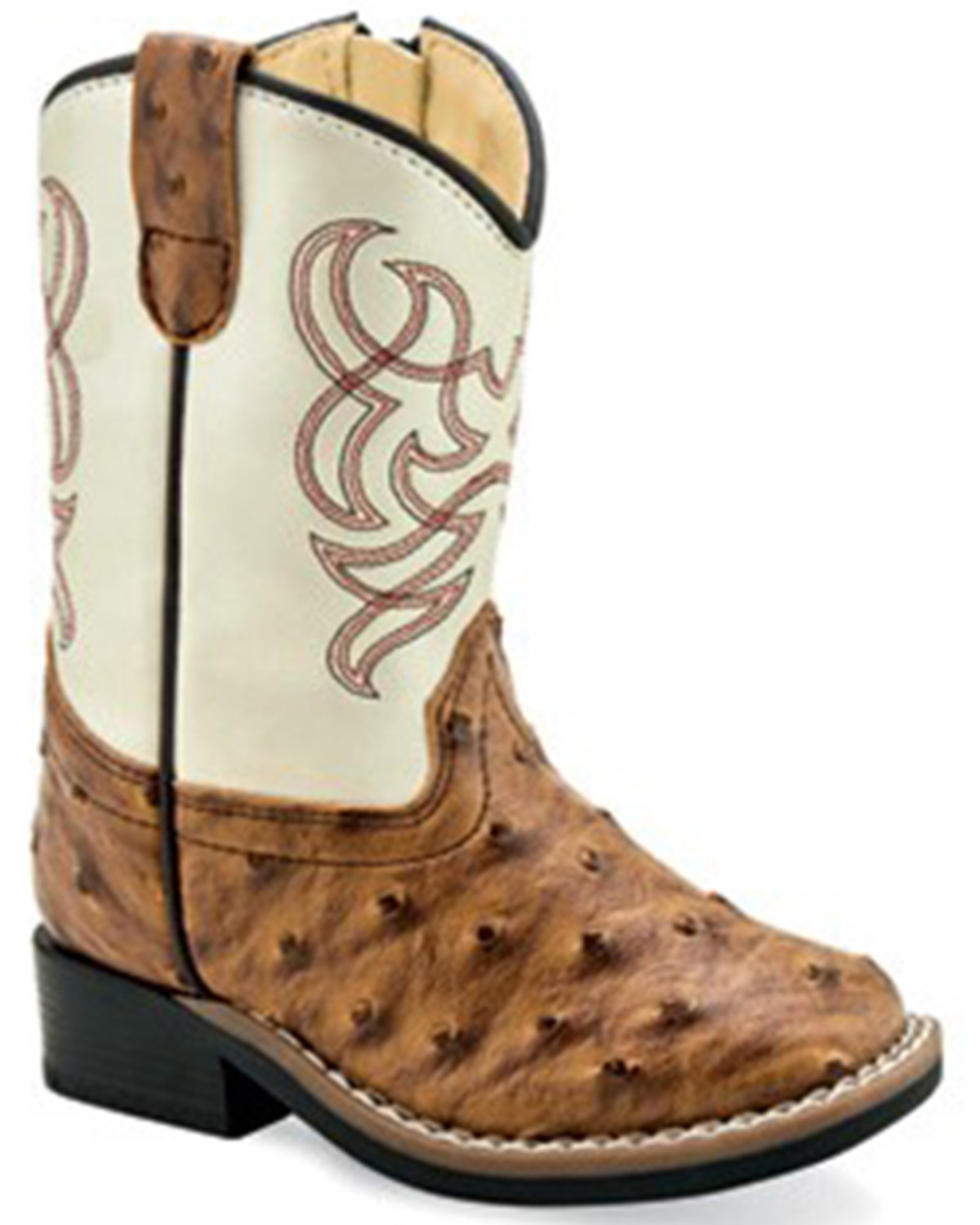 Old West Toddler Boys' Ostrich Print Western Boots - Broad Square Toe