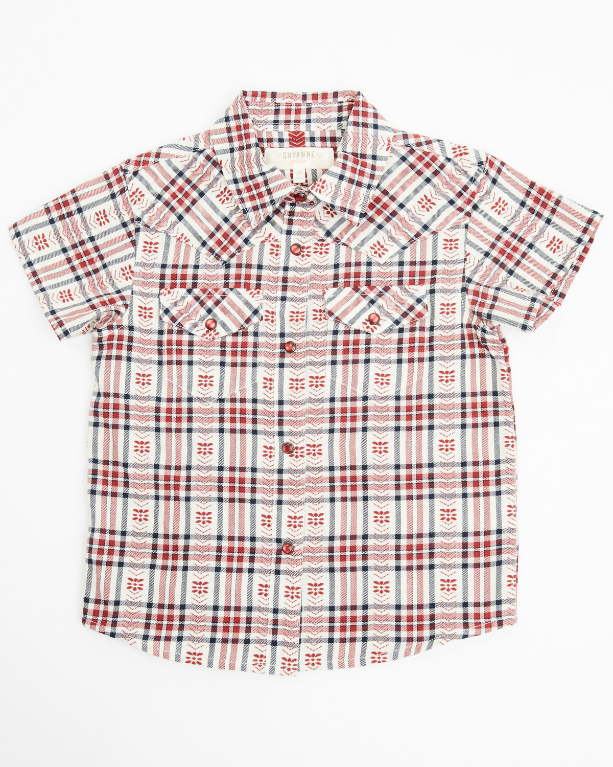 Shyanne Toddler Girls' Plaid Print Short Sleeve Pearl Snap Western Shirt