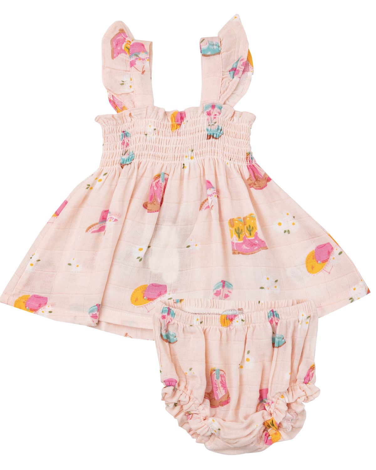 Angel Dear Infant Girls' Boot Print Dress and Diaper Cover Set - 2 Piece