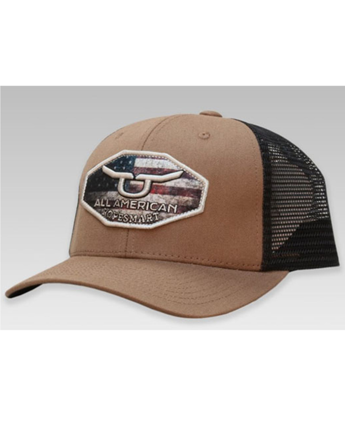 RopeSmart Men's All-American Embroidered Graphic Steer Flag Patch Mesh-Back Ball Cap