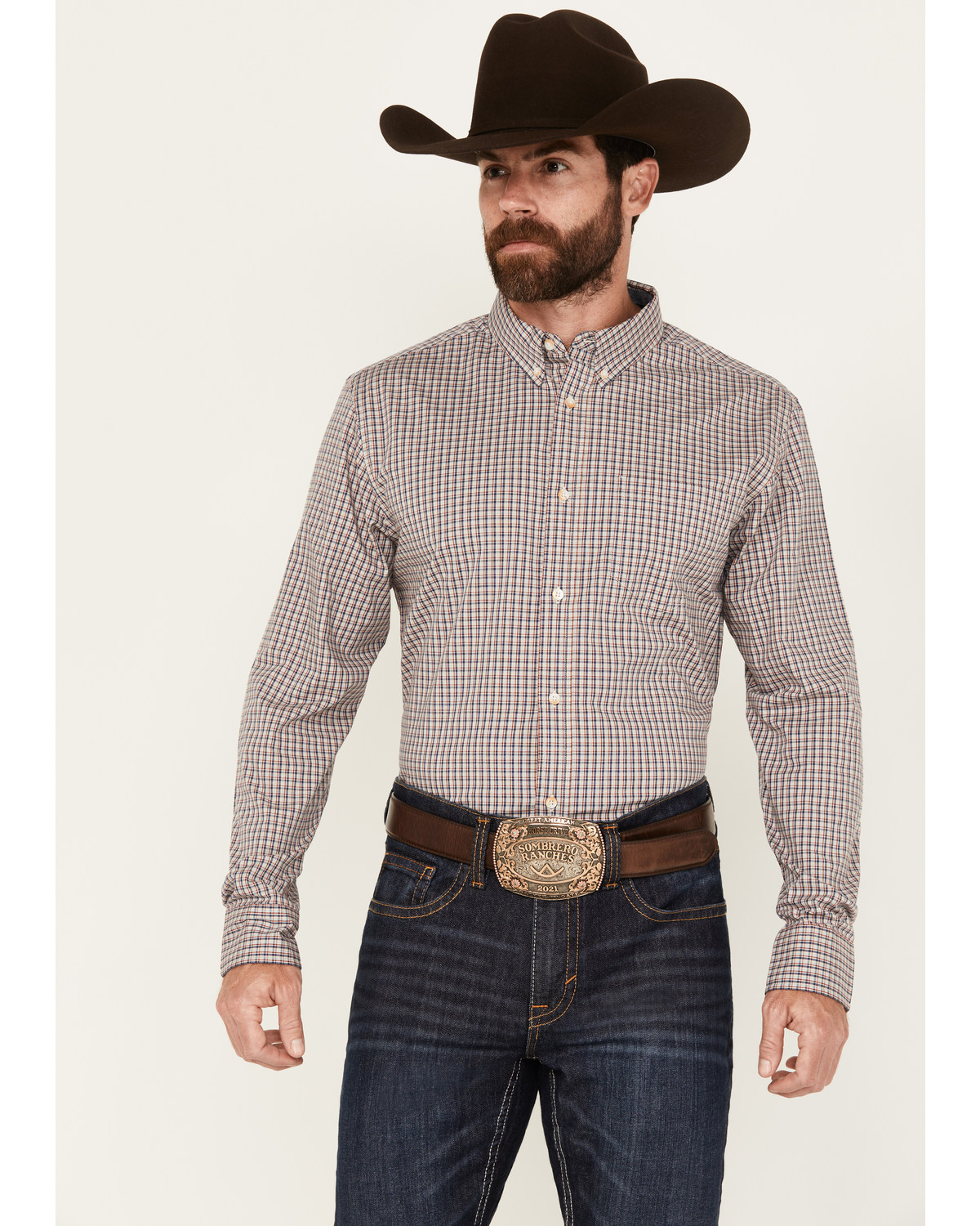 Cody James Men's Rowdy Plaid Print Long Sleeve Button-Down Western Shirt - Tall
