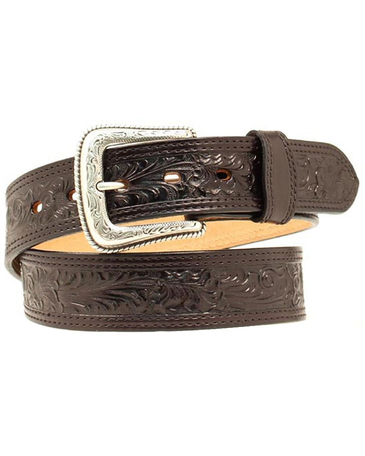 embossed leather belt
