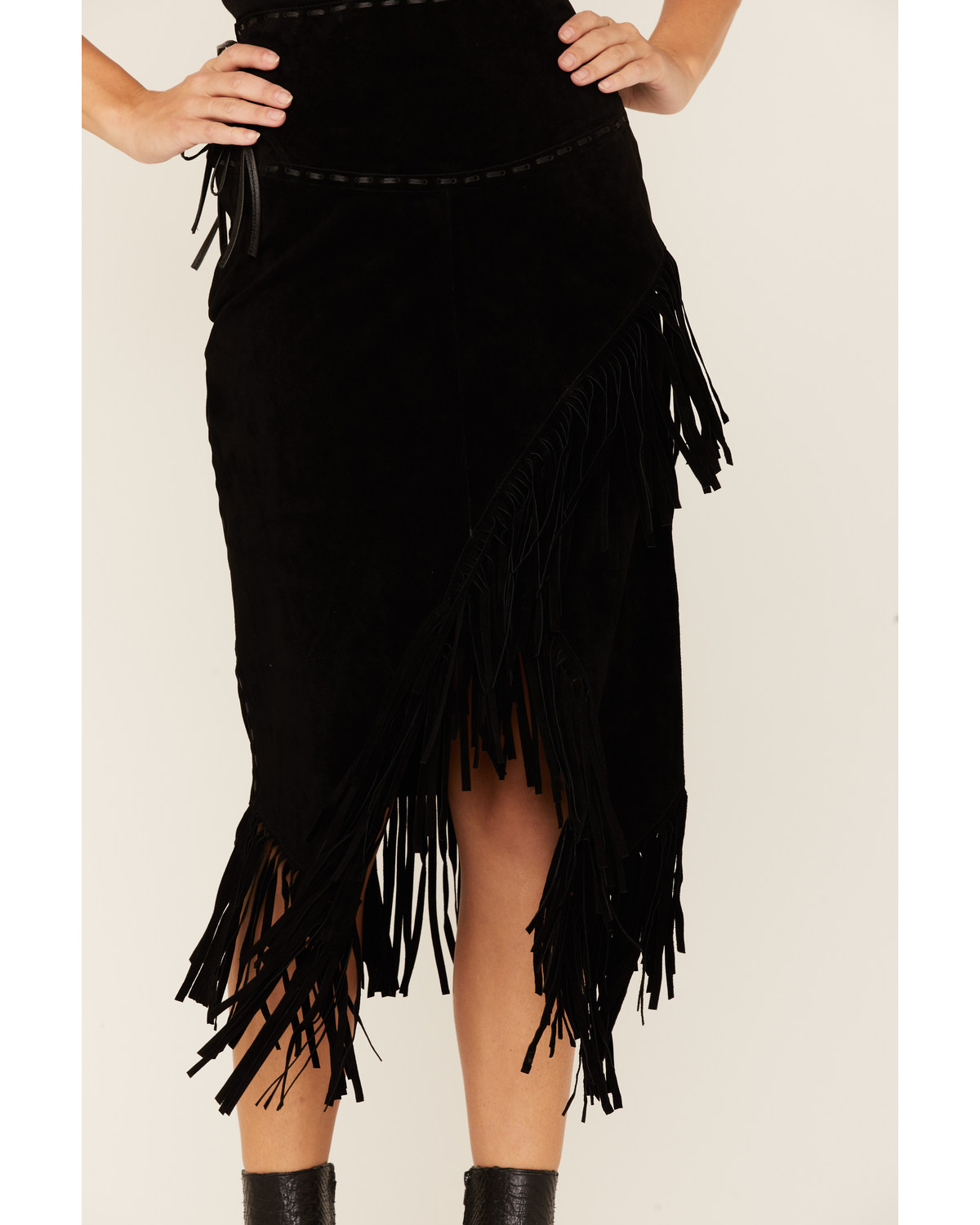 Scully Asymmetrical Fringe Suede Leather Skirt | Boot Barn