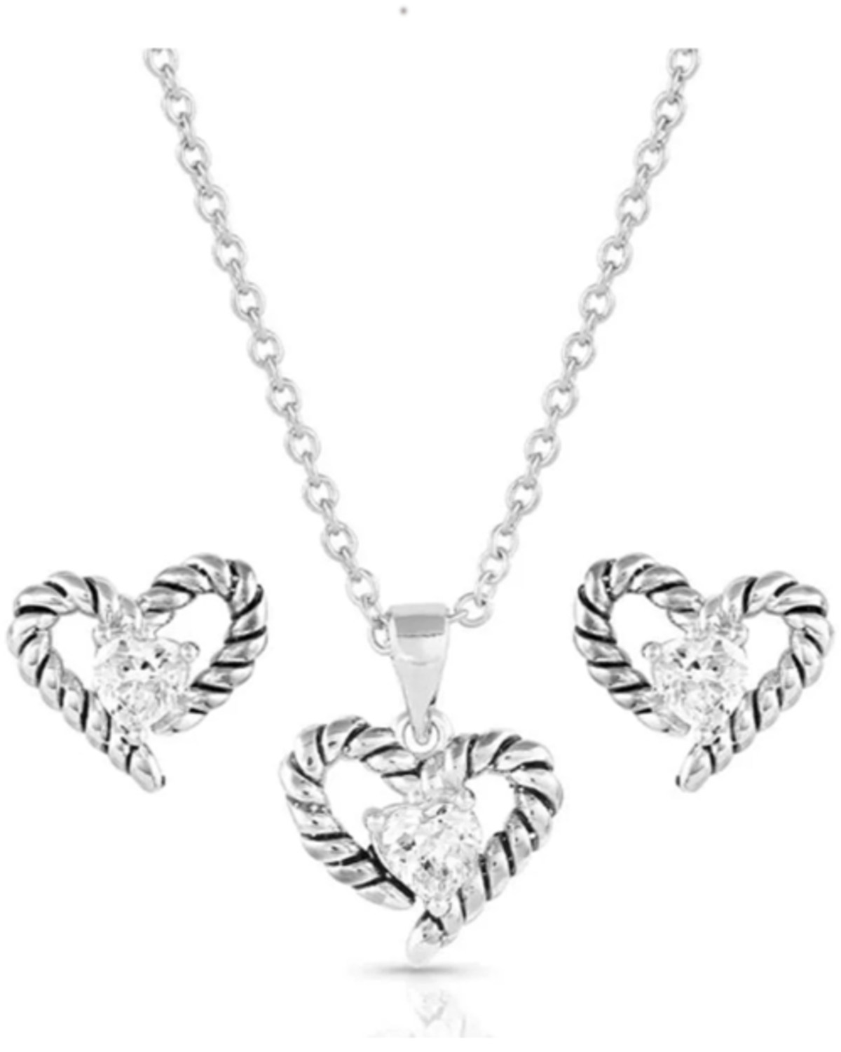 Montana Silversmiths Women's Silver Flirty Love Necklace & Earrings Jewelry Set