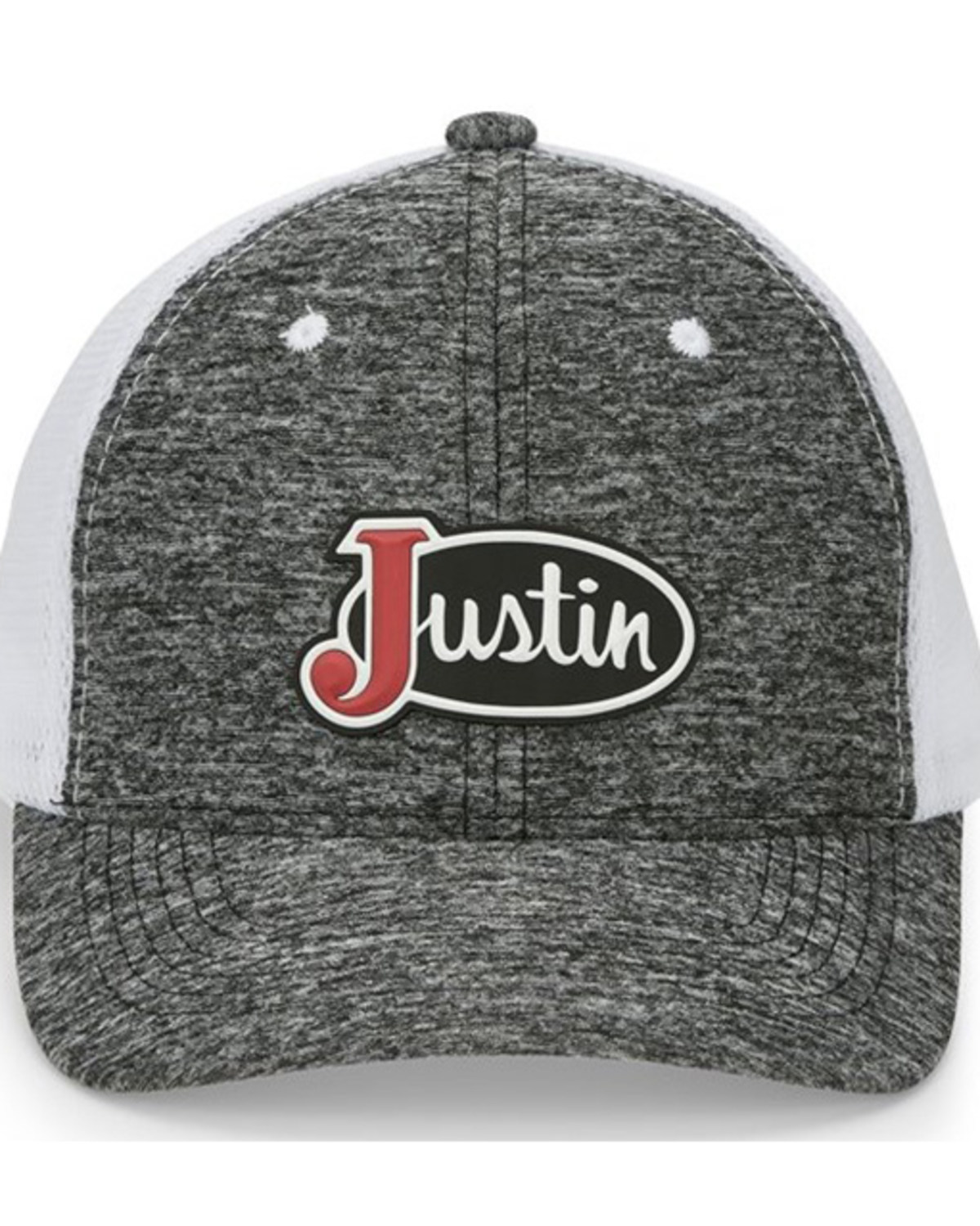 Justin Men's Heather Gray & White Logo Patch Mesh-Back Ball Cap