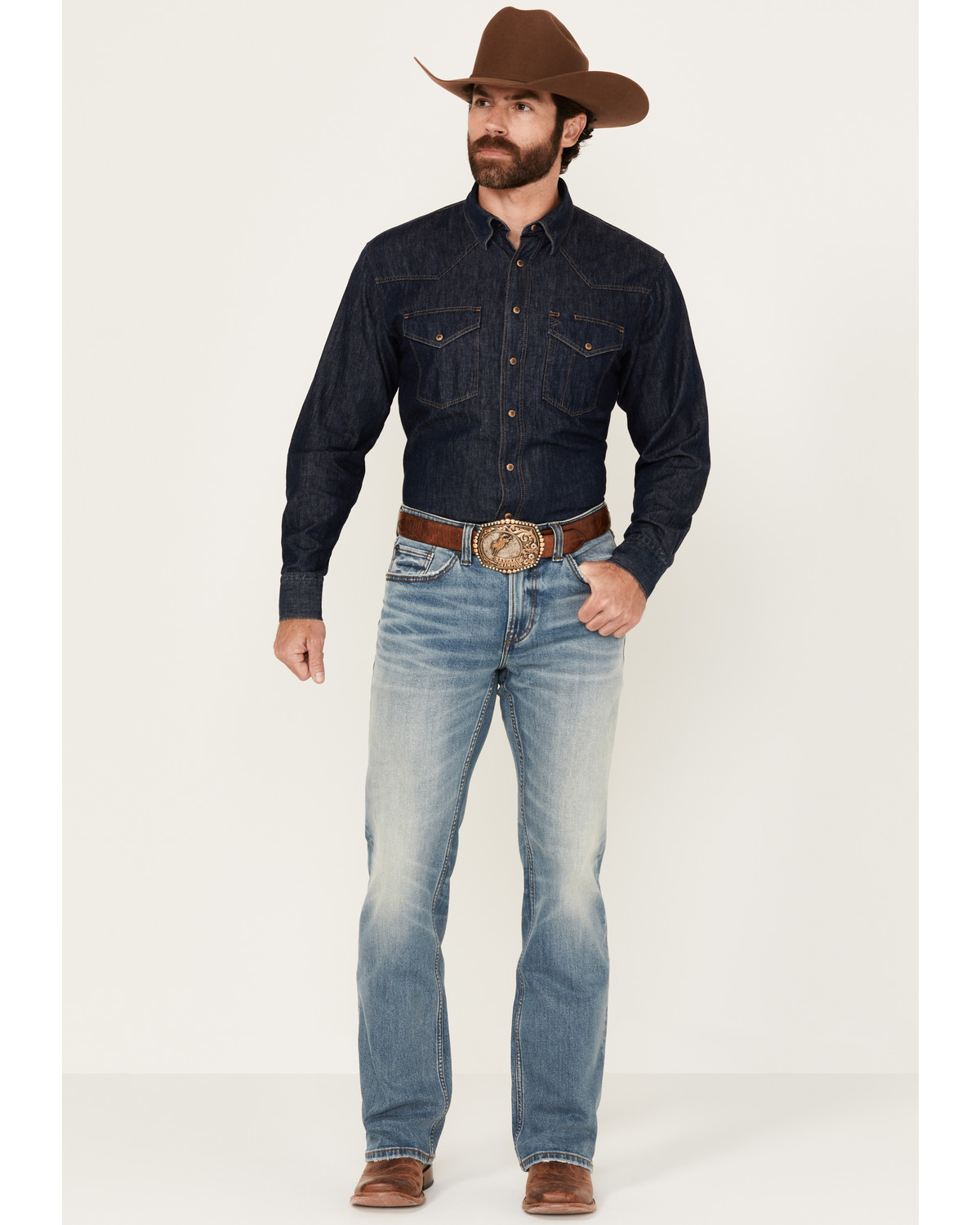 RANK 45® Men's Bodie Wash Trigger Slim Bootcut Performance Stretch Denim Jeans