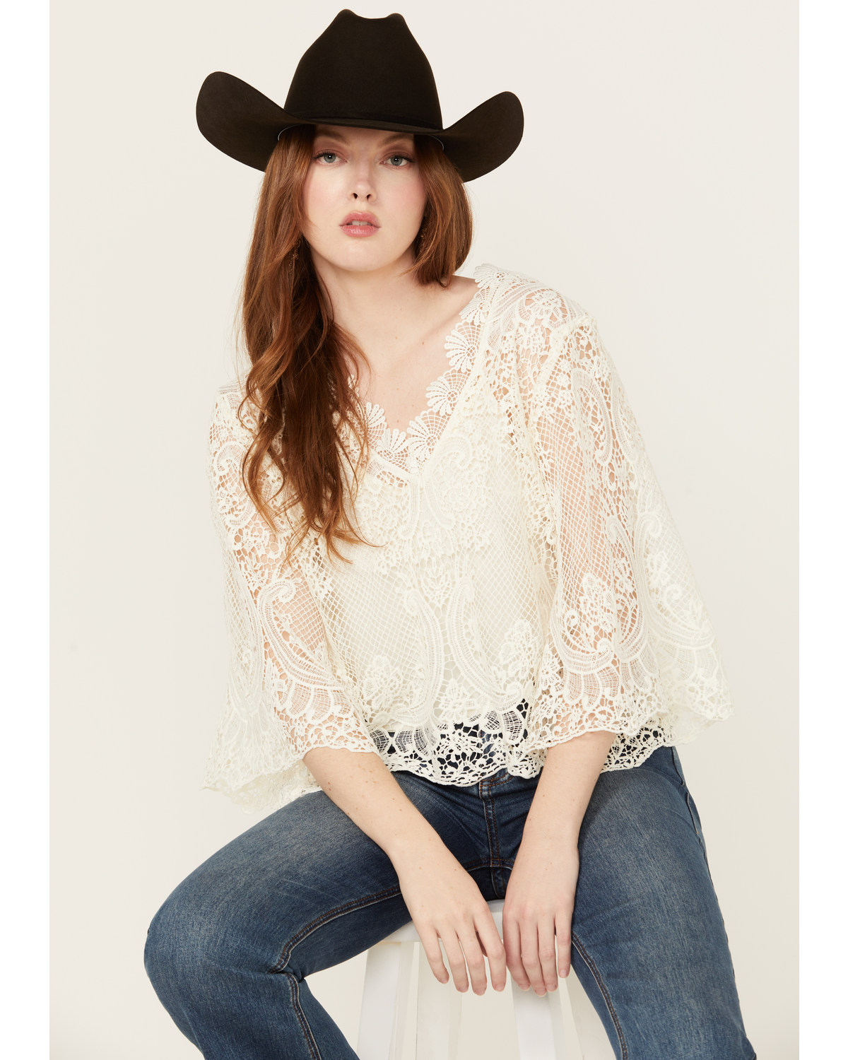 Miss Me Women's Paisley Embroidered Long Sleeve Blouse