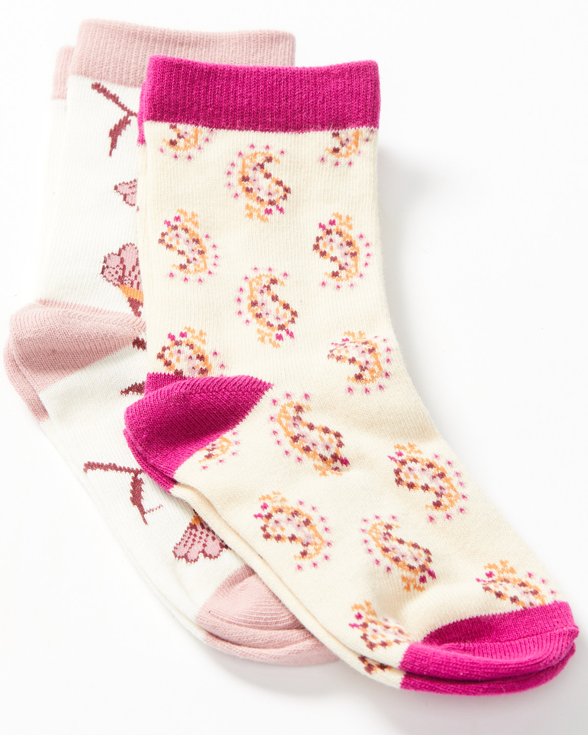 Shyanne Girls' Floral & Paisley 2-Pack Crew Socks