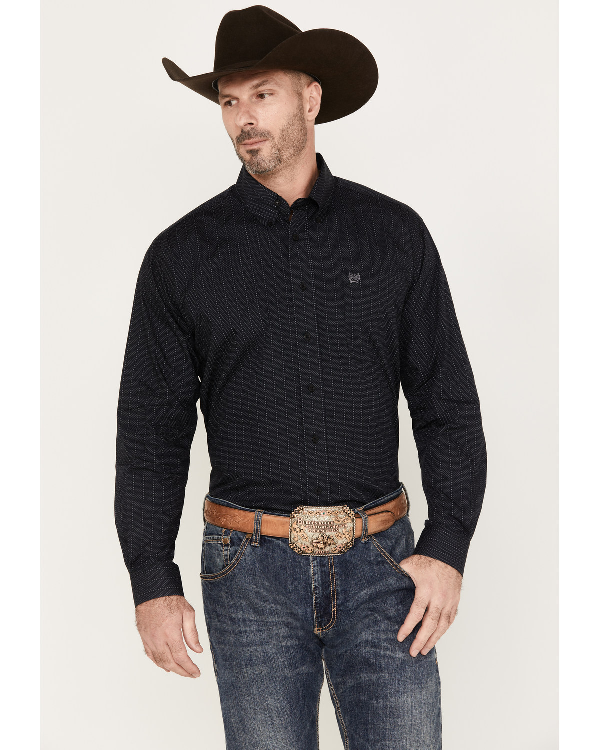 Cinch Men's Striped Print Button-Down Long Sleeve Western Shirt