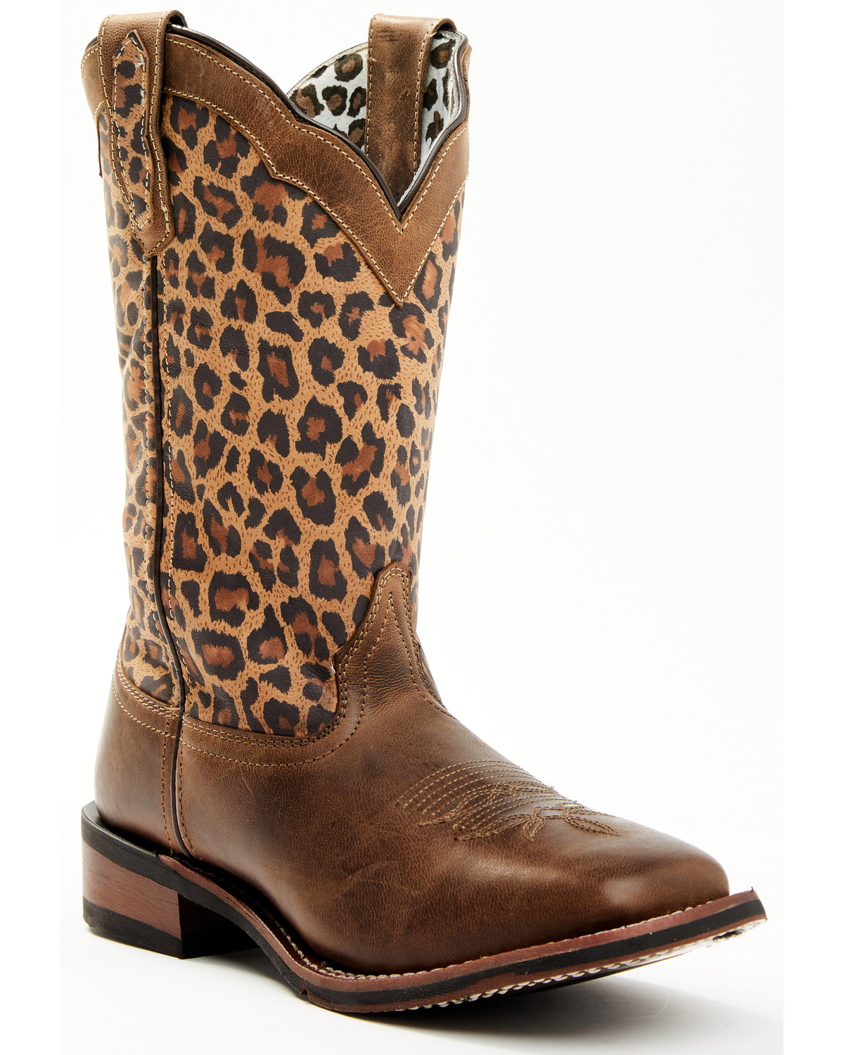 Laredo Women's Leopard Print Western Performance Boots - Broad Square Toe