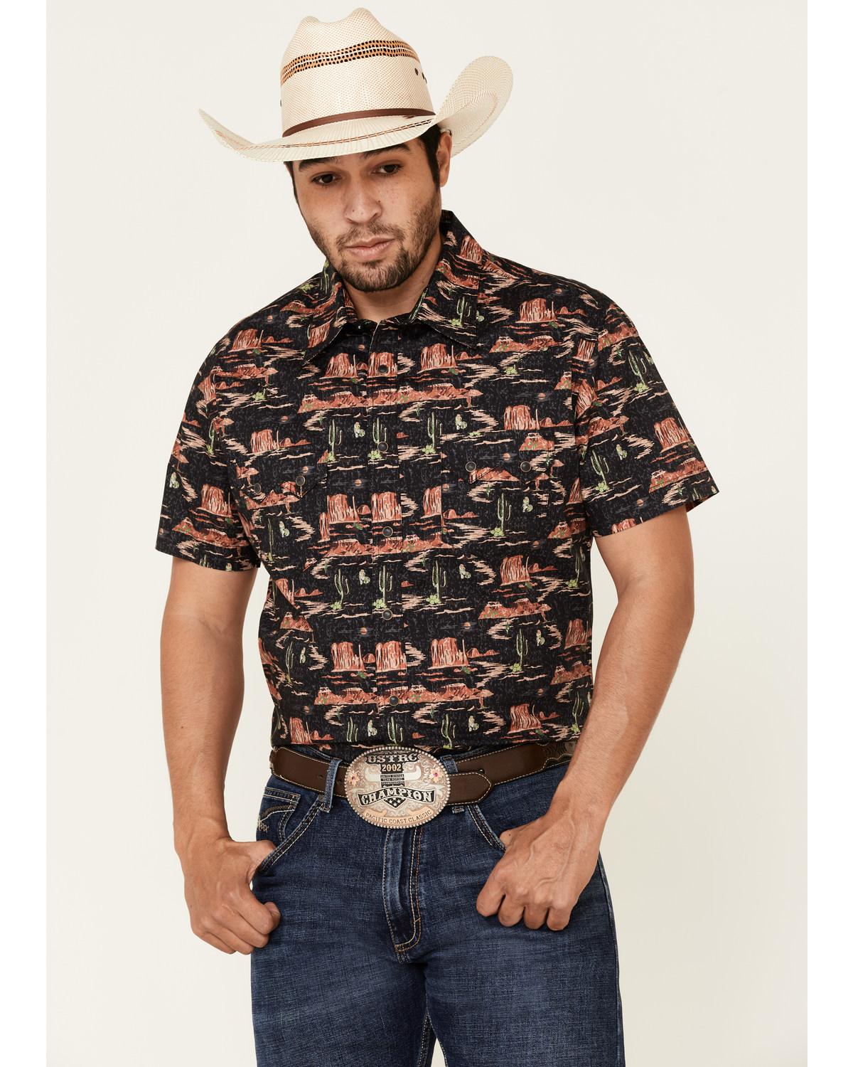 Dale Brisby Men's Desert Novelty Print Short Sleeve Western Shirt