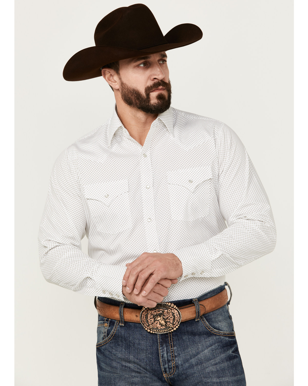 Ely Walker Men's Geo Print Long Sleeve Pearl Snap Western Shirt