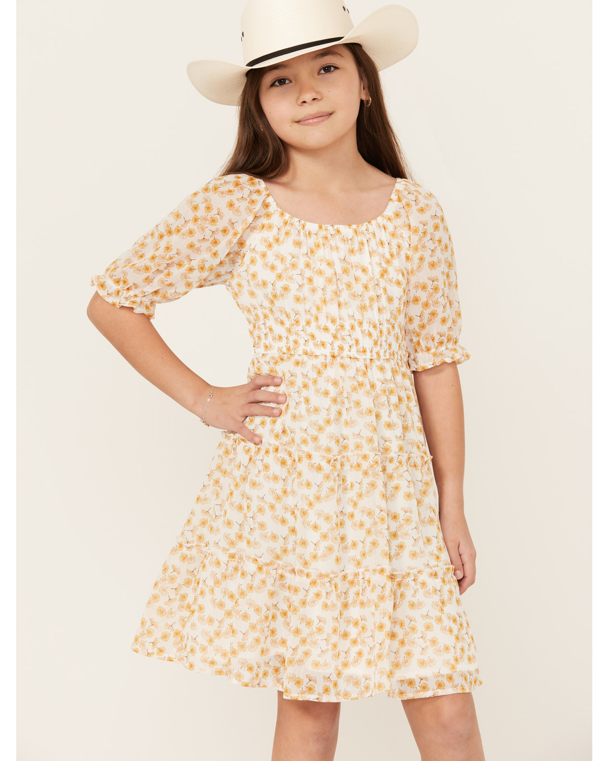 Trixxi Girls' Daisy Print Ruffle Dress