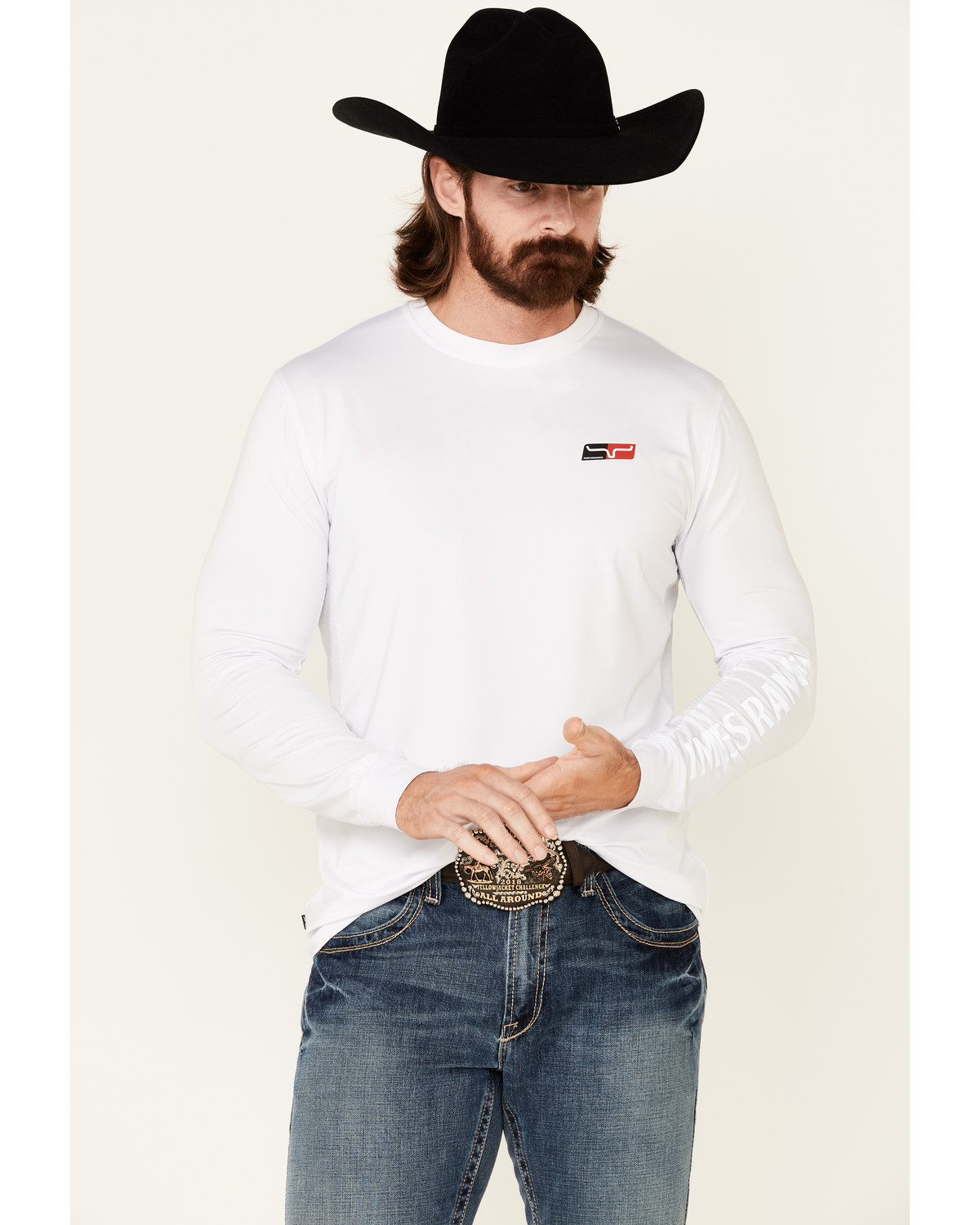 Kimes Ranch Men's White KR2 Performance Logo Long Sleeve T-Shirt