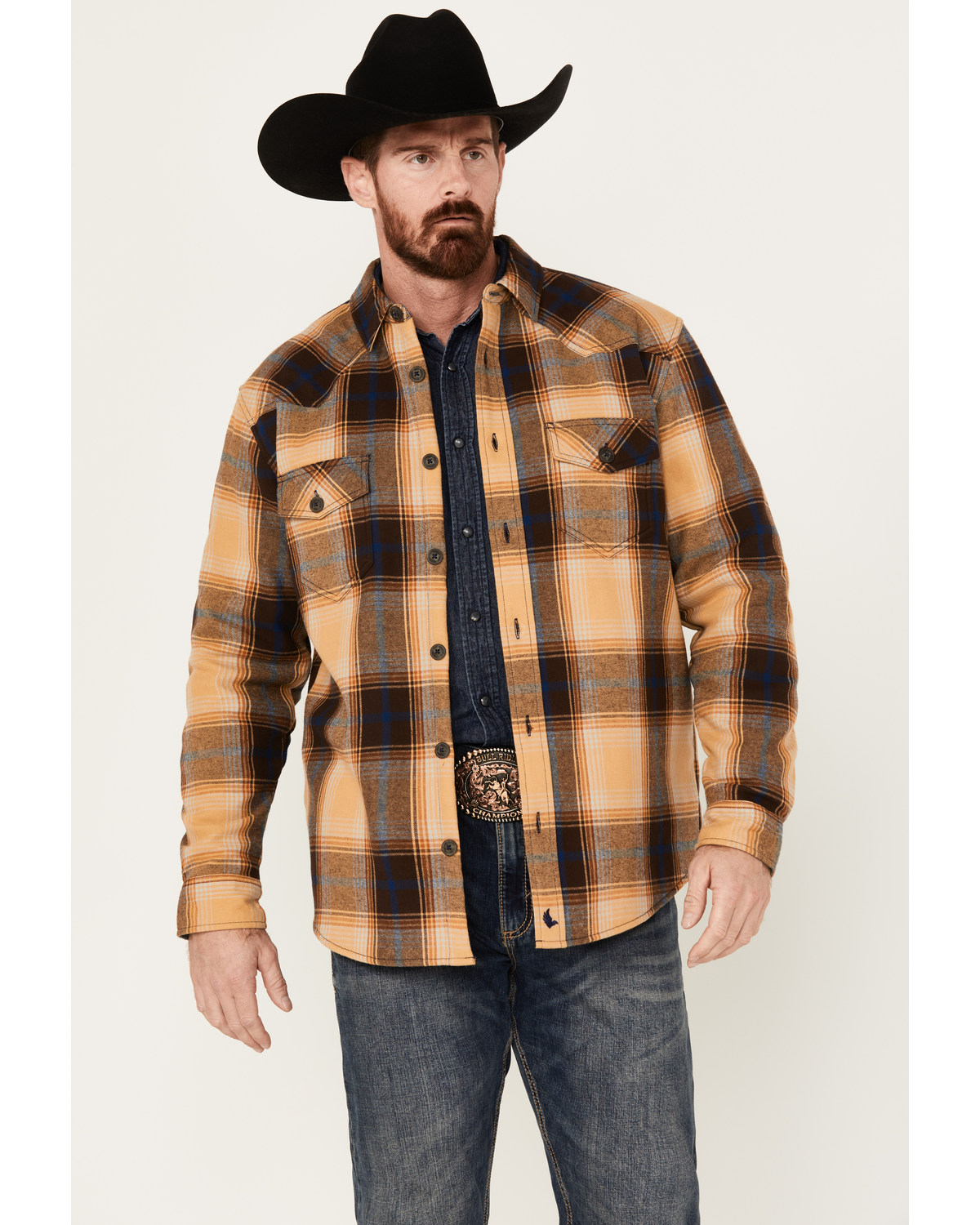 Cody James Men's Plaid Print Long Sleeve Button-Down Shirt Jacket