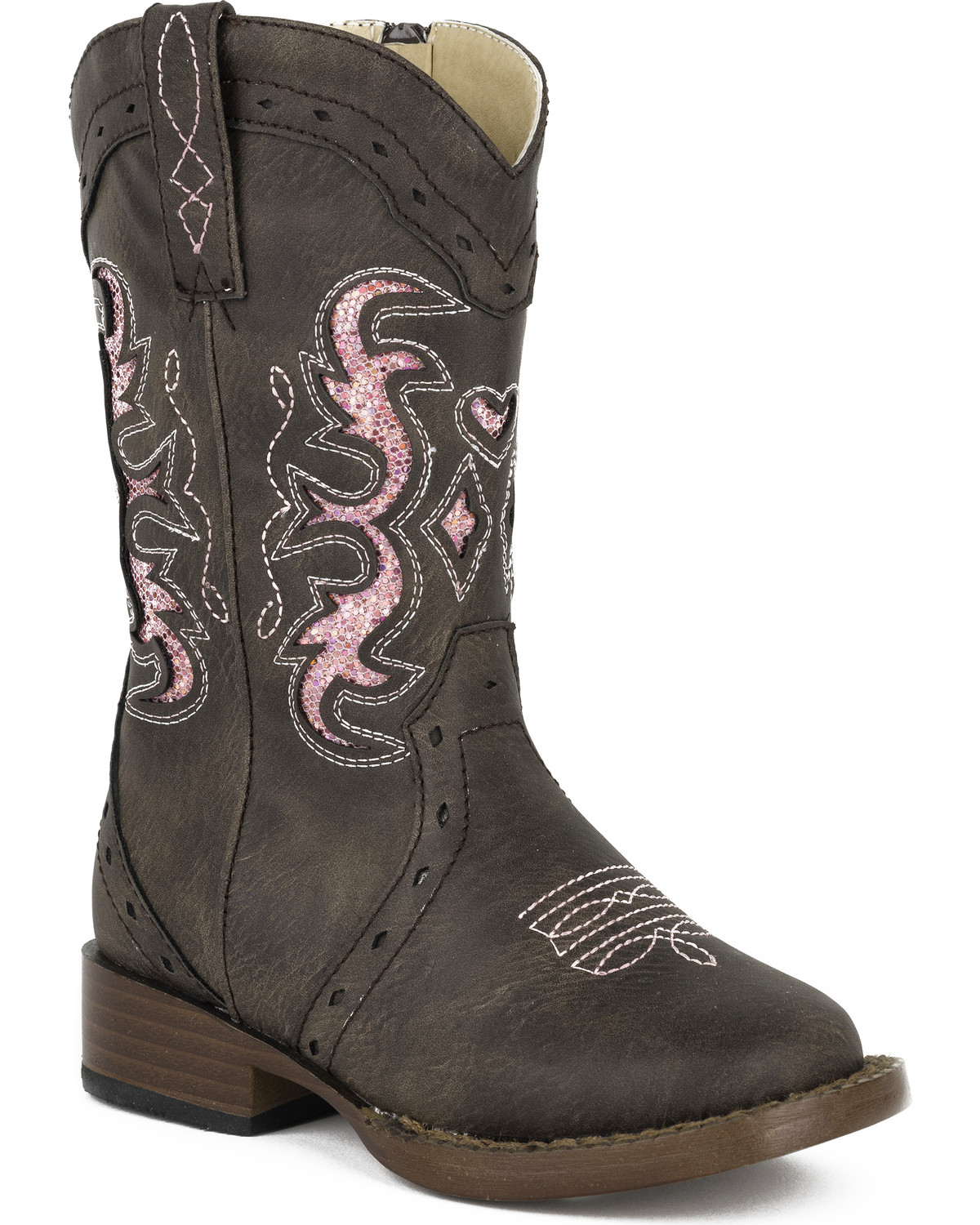 Roper Toddler Girls' Lexi Glitter Cowgirl Boots - Square Toe | Boot Barn