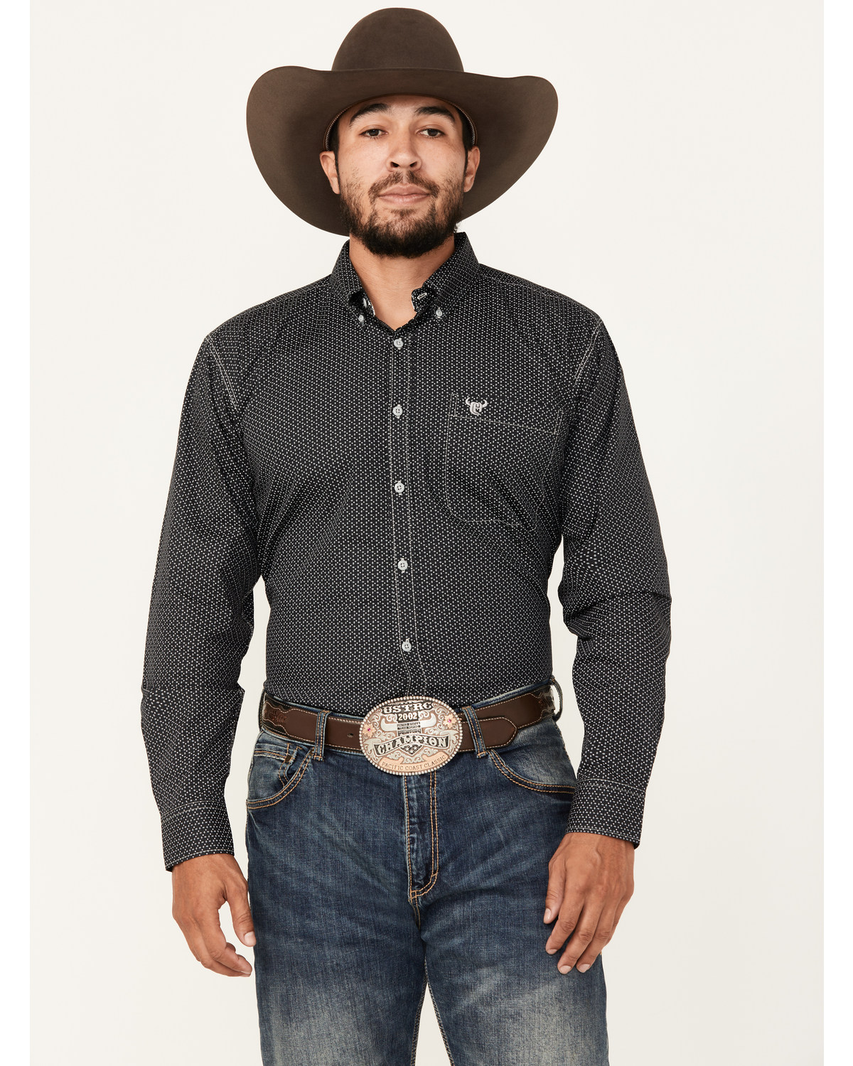 Cowboy Hardware Men's Geo Print Long Sleeve Button-Down Western Shirt