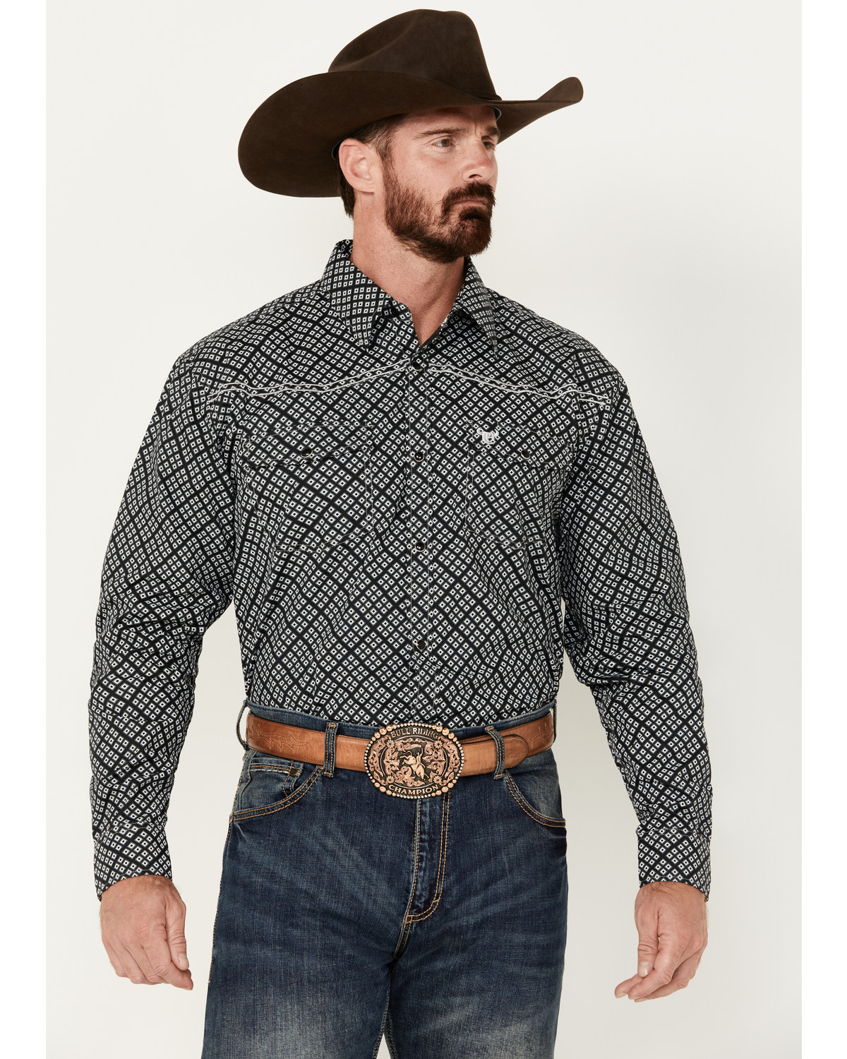 Cowboy Hardware Men's Wild Gem Geo Print Long Sleeve Snap Western Shirt