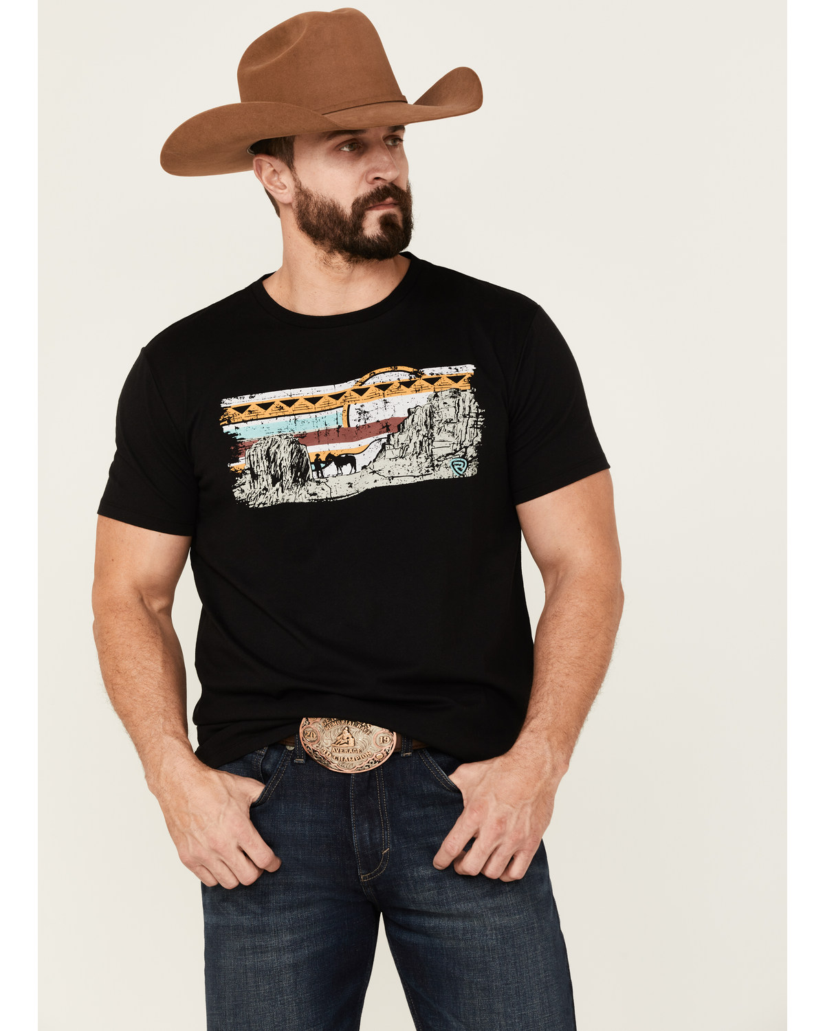 Rock & Roll Denim Men's Western Scene Graphic Short Sleeve T-Shirt