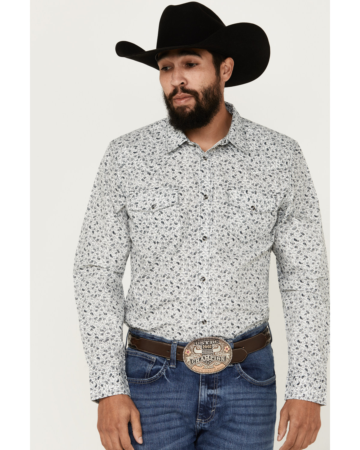 Gibson Trading Co Men's Static Paisley Floral Print Long Sleeve Pearl Snap Western Shirt