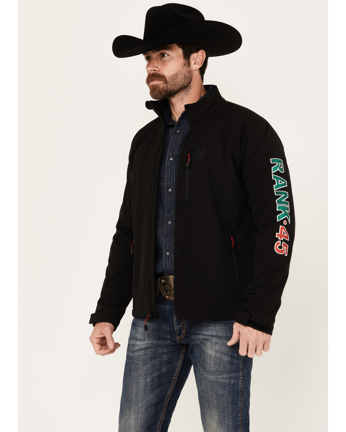 RANK 45® Men's Mexico Melange Embroidered Softshell Jacket