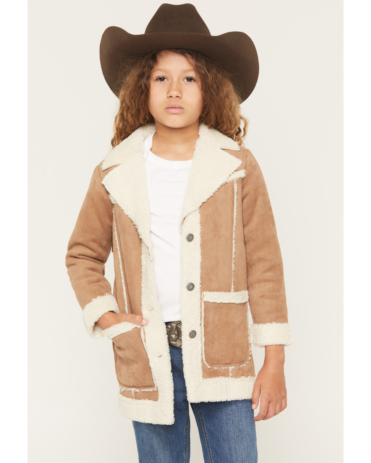 Shyanne Girls' Wynona Faux Suede Shearling Coat