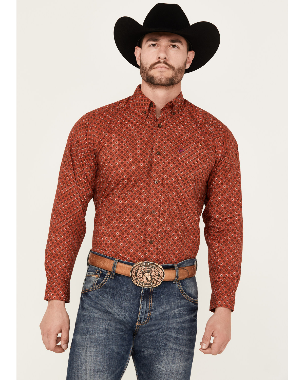 Ariat Men's Samson Geo Print Long Sleeve Button-Down Western Shirt