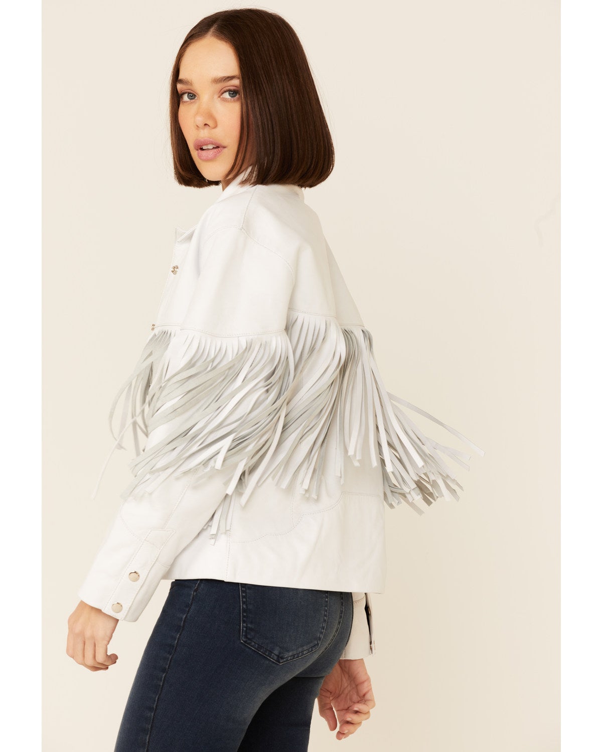 white fringe leather jacket