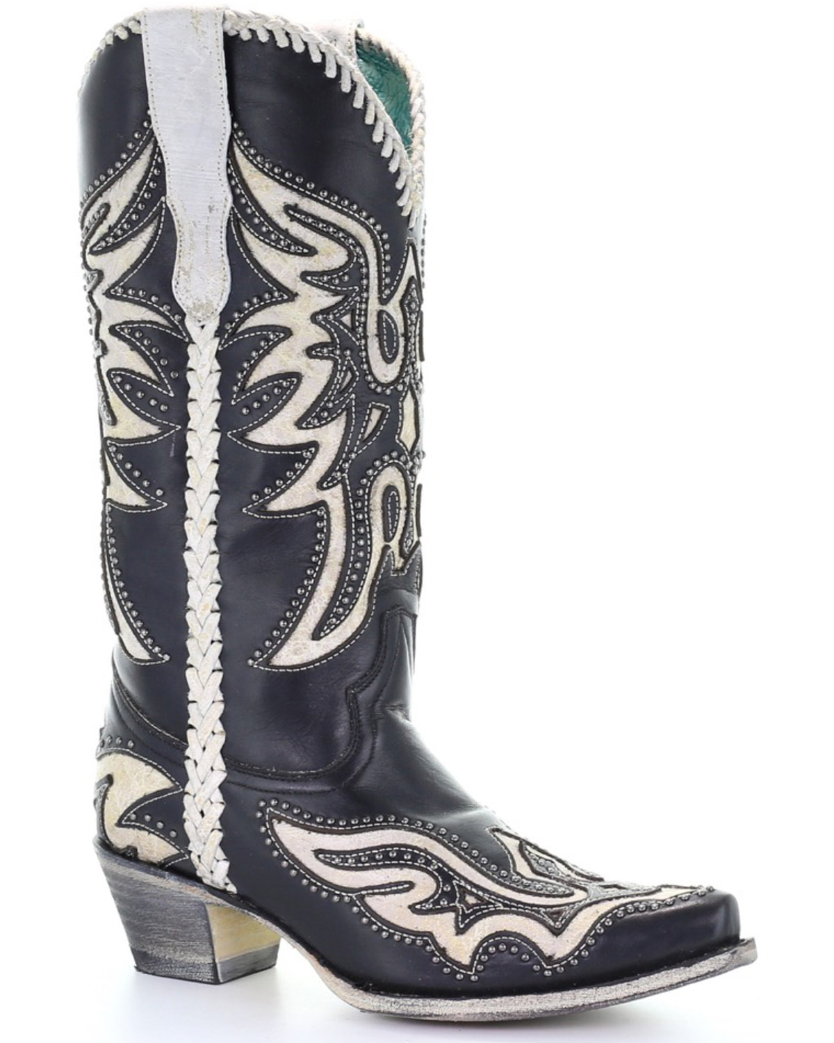 black and white western boots