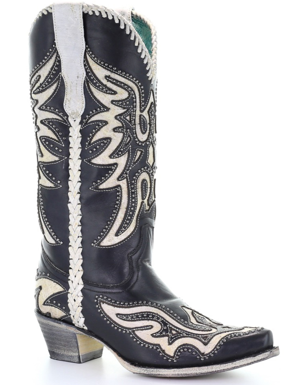 black and white cowboy boots