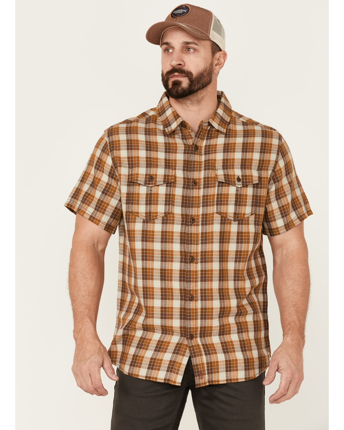 Brothers and Sons Men's Plaid Short Sleeve Button-Down Western Shirt