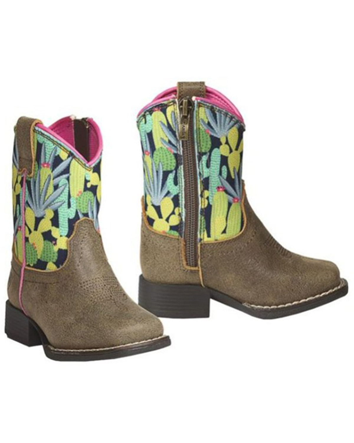 Ariat Kid's Litl Stomper Rosewell Cactus Print Western Boots - Square Toe