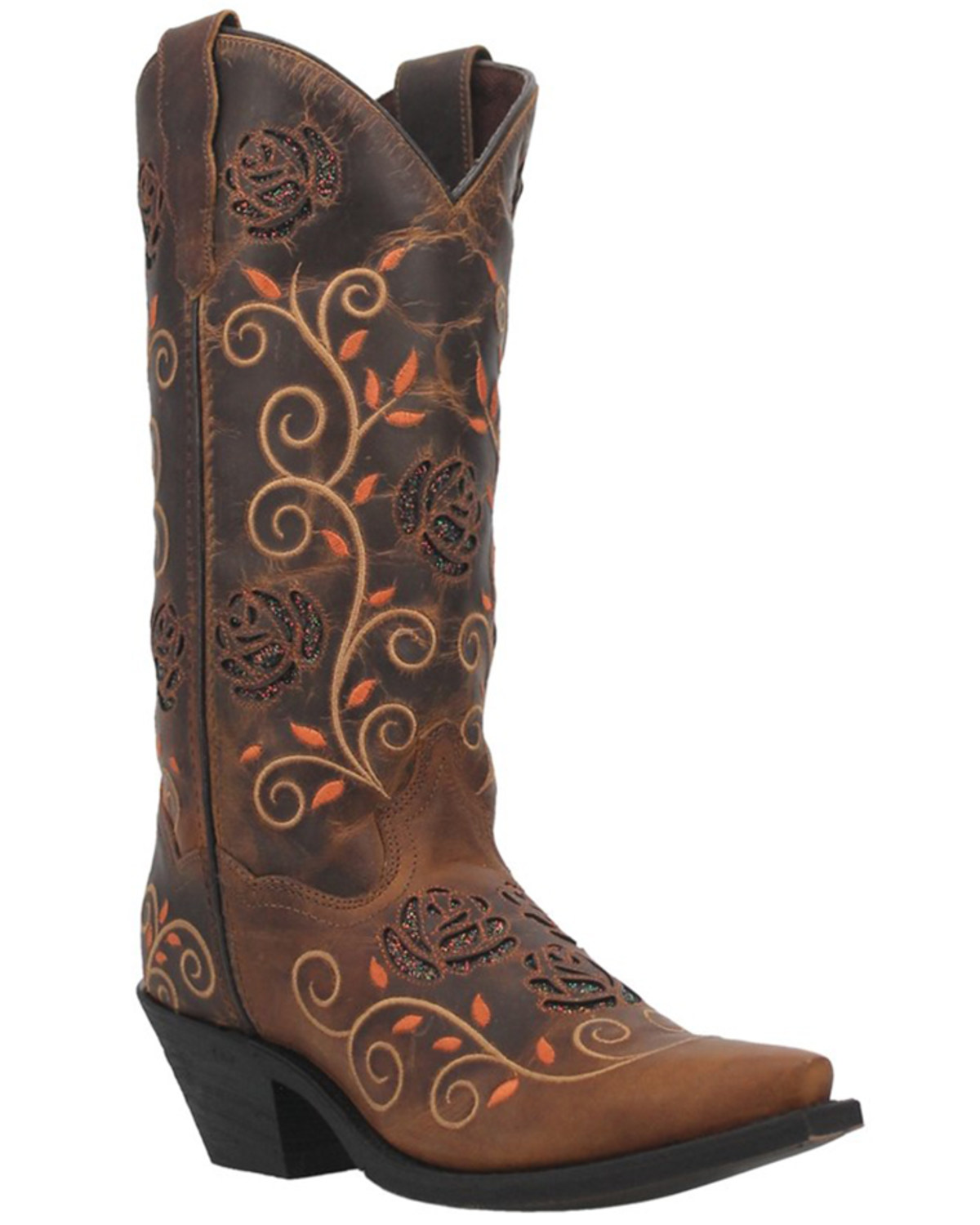 Laredo Women's Embroidered Leaf Western Performance Boots - Snip Toe