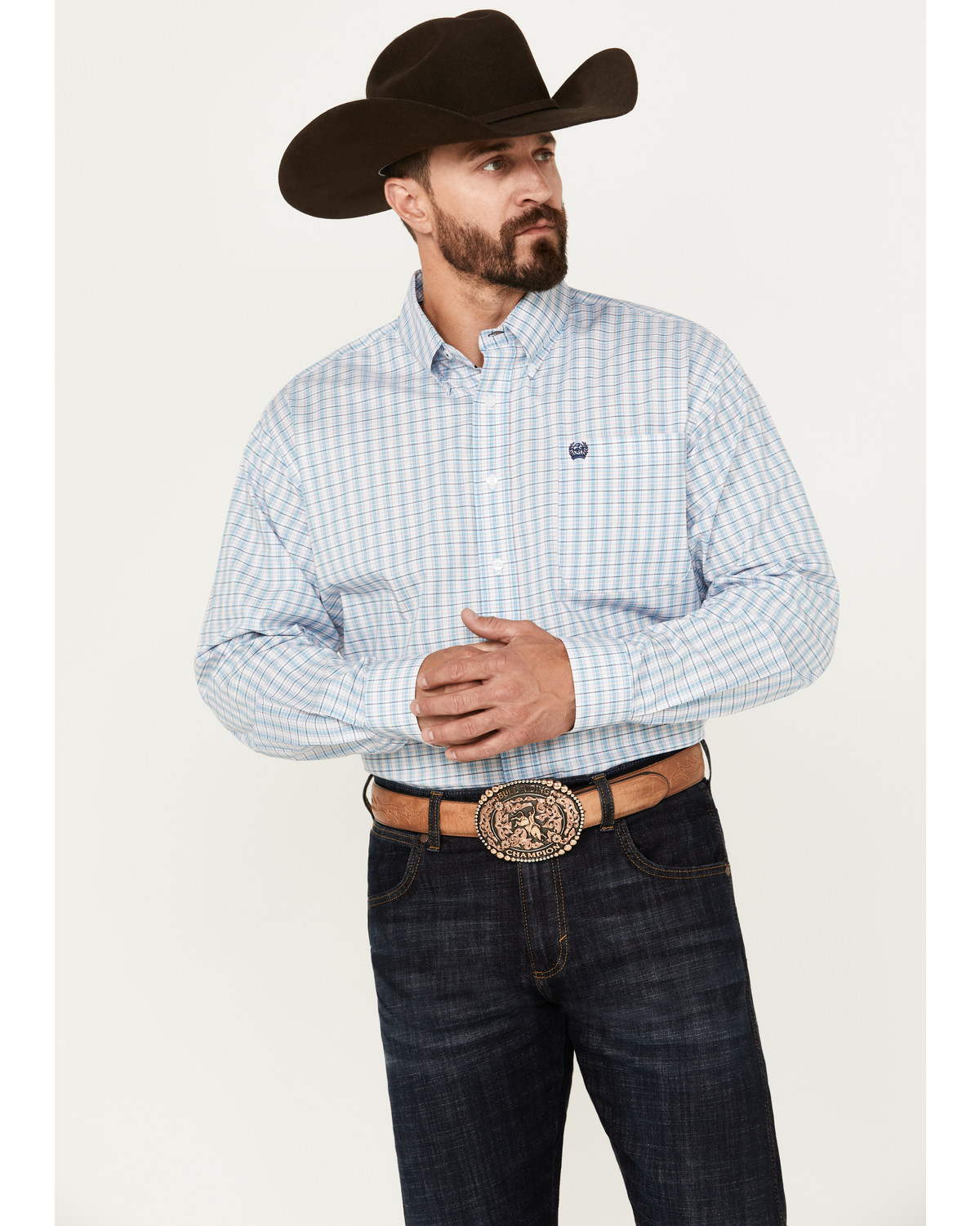 Cinch Men's Plaid Print Long Sleeve Button-Down Stretch Western Shirt