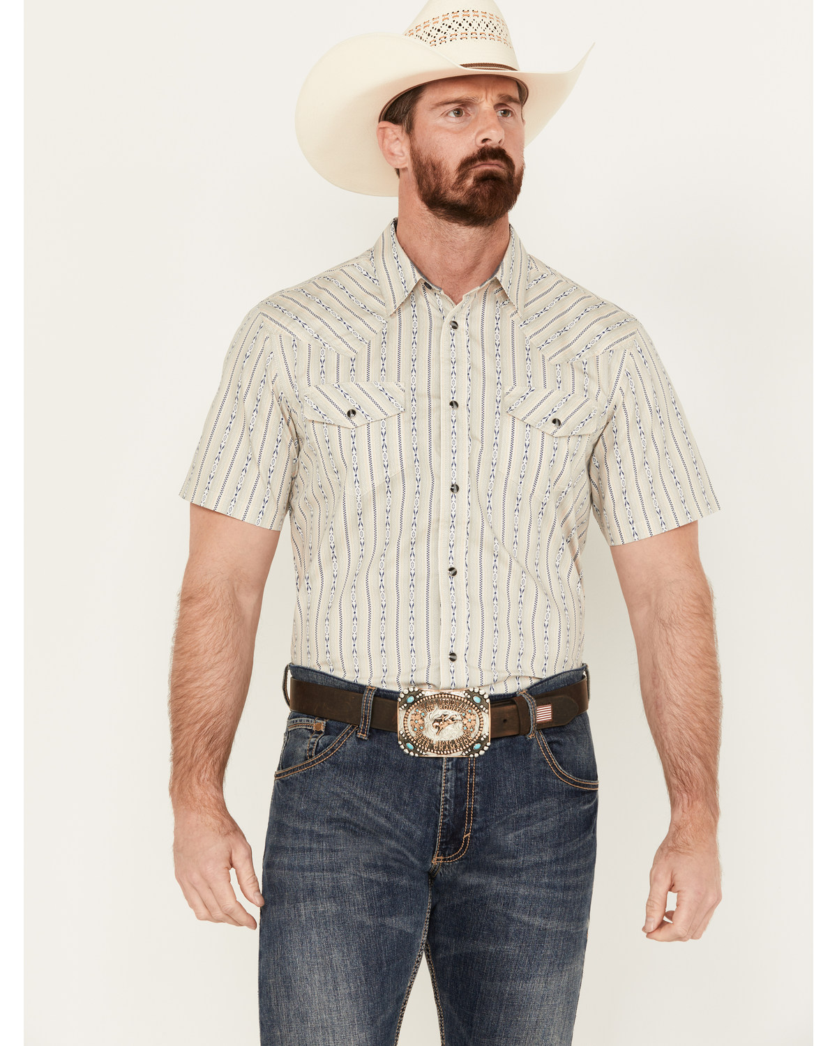 Cody James Men's Maya Striped Short Sleeve Western Snap Shirt