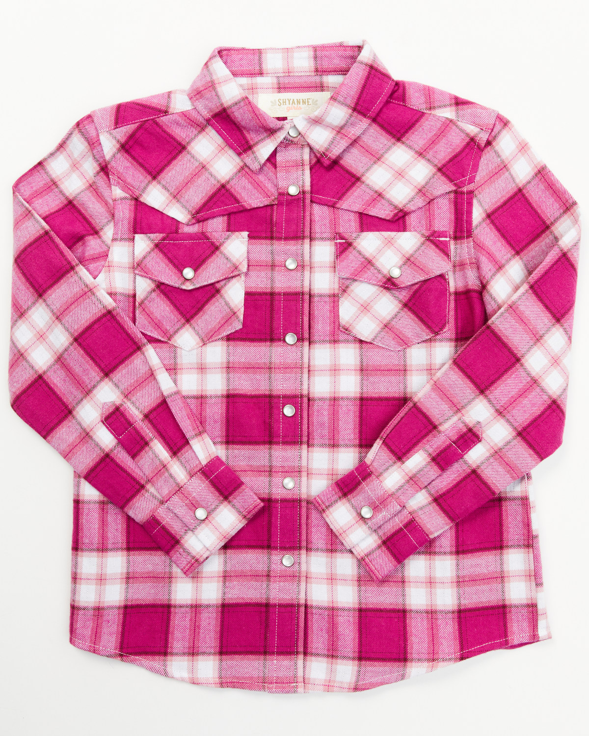Shyanne Toddler Girls' Plaid Print Long Sleeve Pearl Snap Shirt