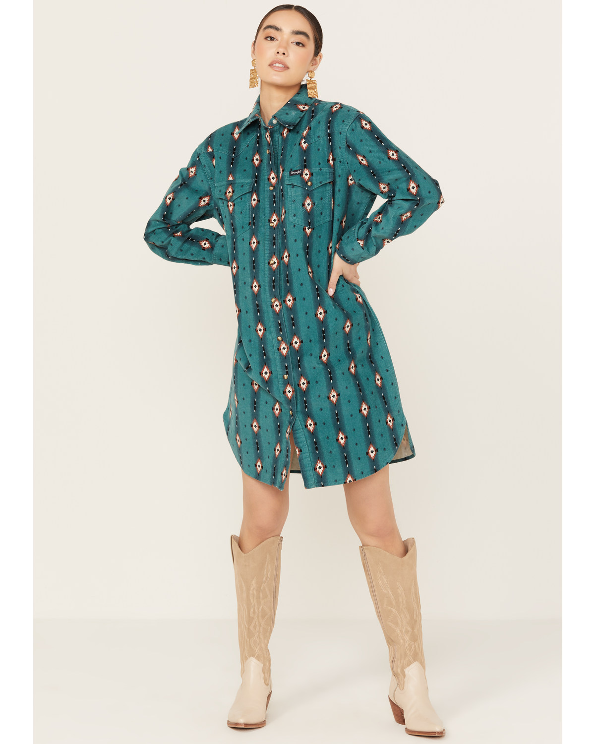 Wrangler Women's Southwestern Print Long Sleeve Mini Dress