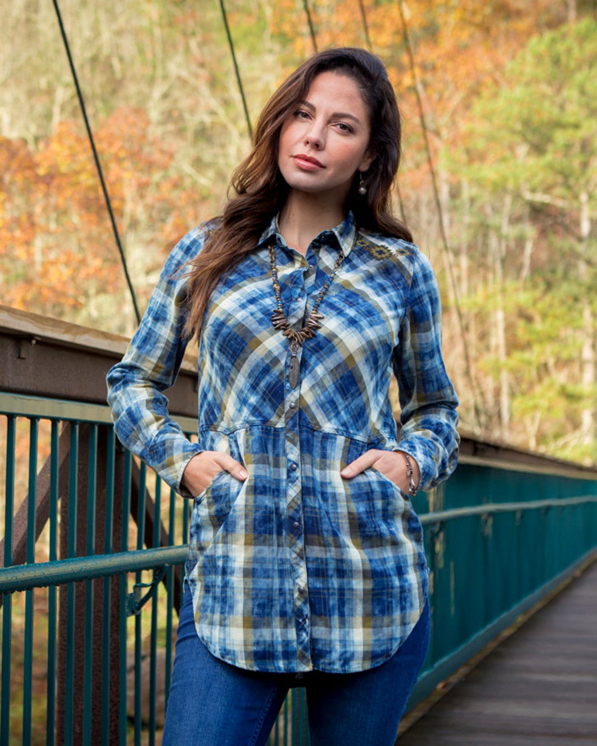 Moss Embroidered Plaid Tunic | Boot Barn