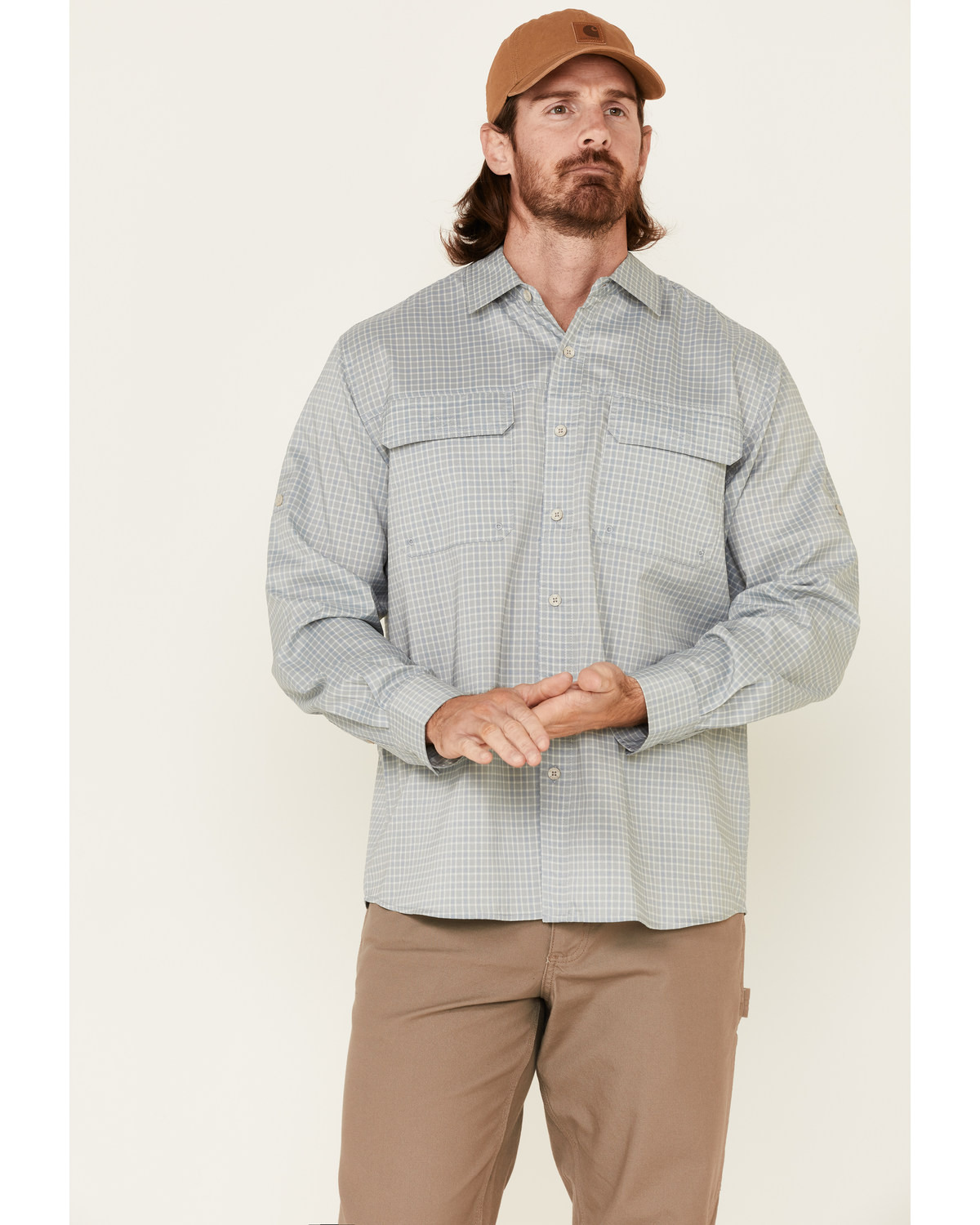North River Men's Solid Utility Outdoor Long Sleeve Button Down Western Shirt