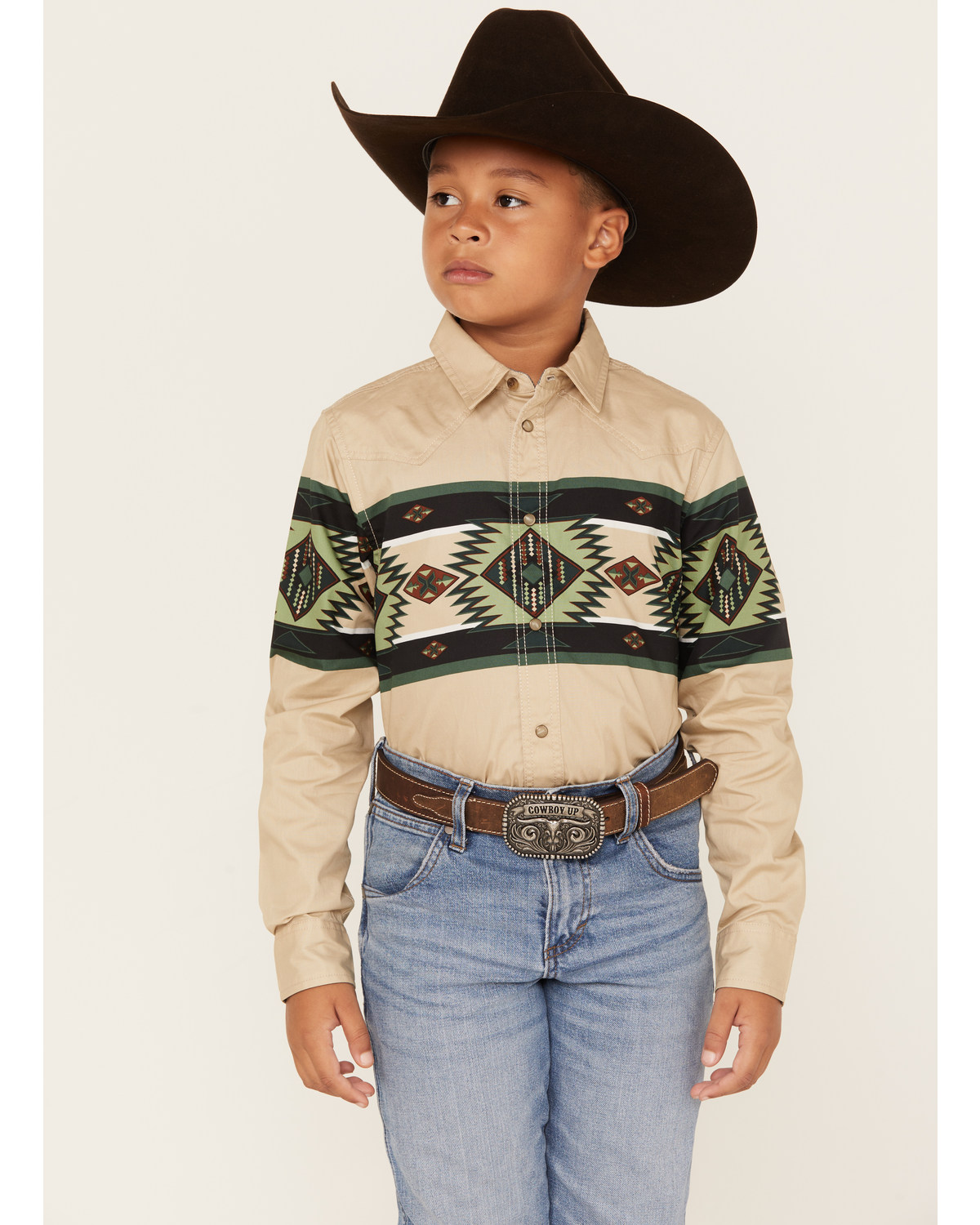 Cody James Boys' Plaid Print Long Sleeve snap Western Shirt