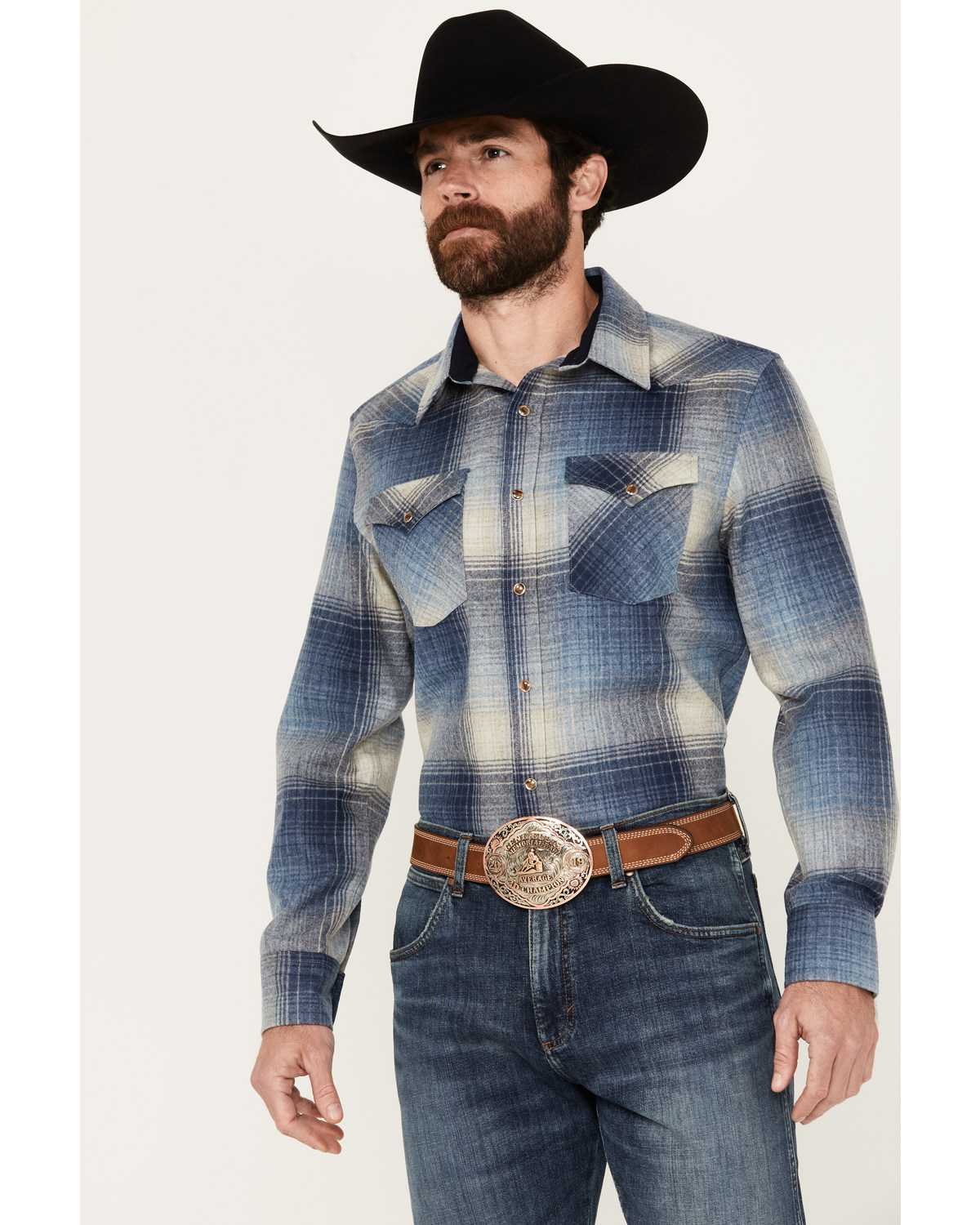 Pendleton Men's Canyon Ombre Plaid Long Sleeve Western Snap Shirt