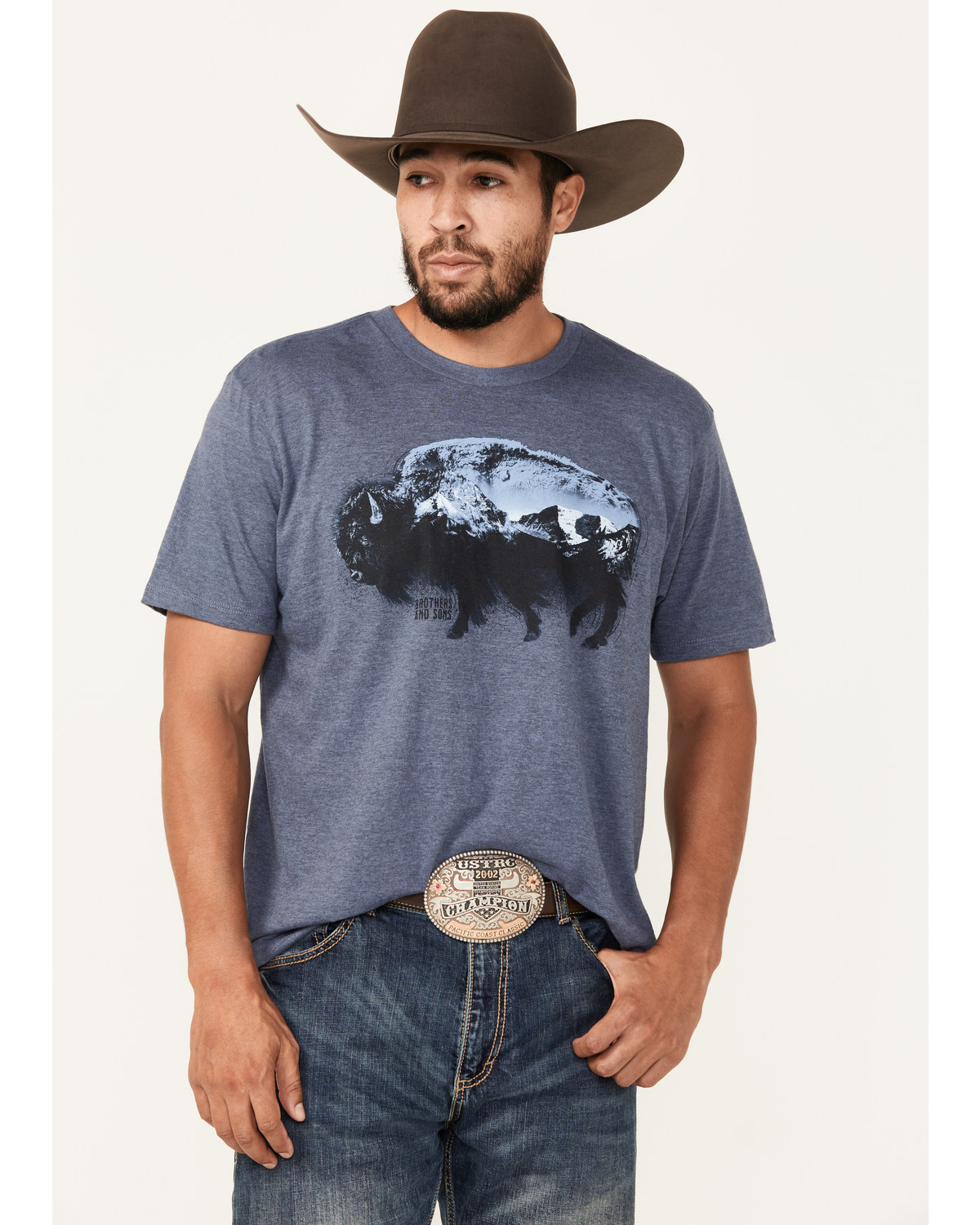 Brothers and Sons Men's Bison Short Sleeve Graphic T-Shirt