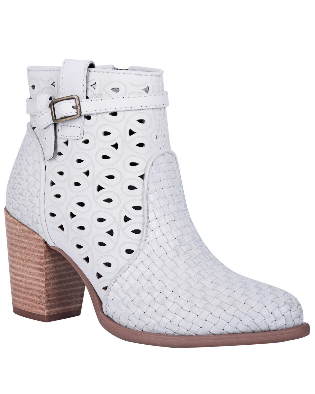 white booties rounded toe