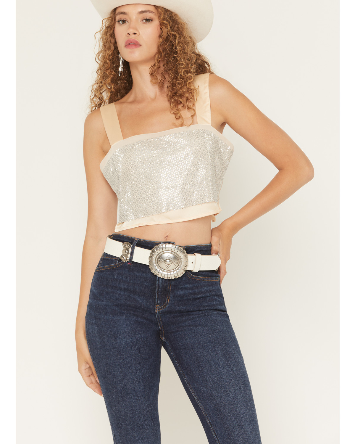 Blue B Women's Satin Crystal Embellished Top