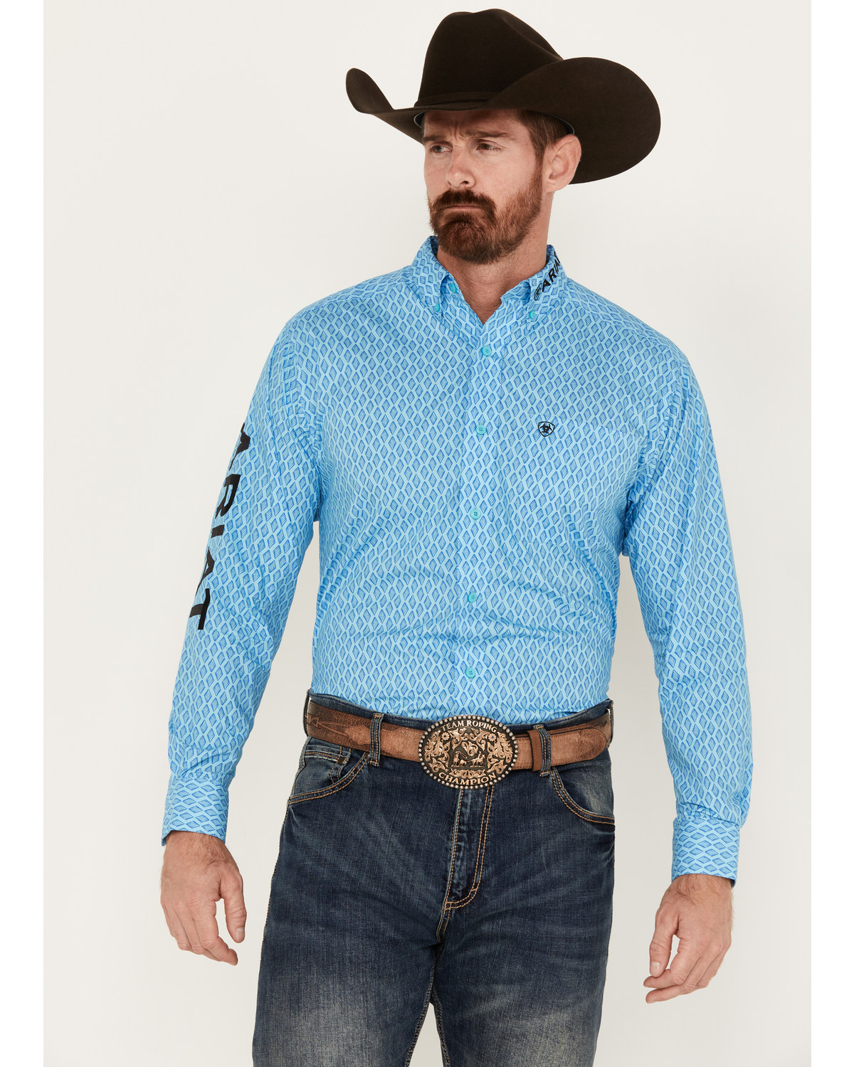 Ariat Men's Team Deandre Diamond Geo Print Long Sleeve Button-Down Western Shirt