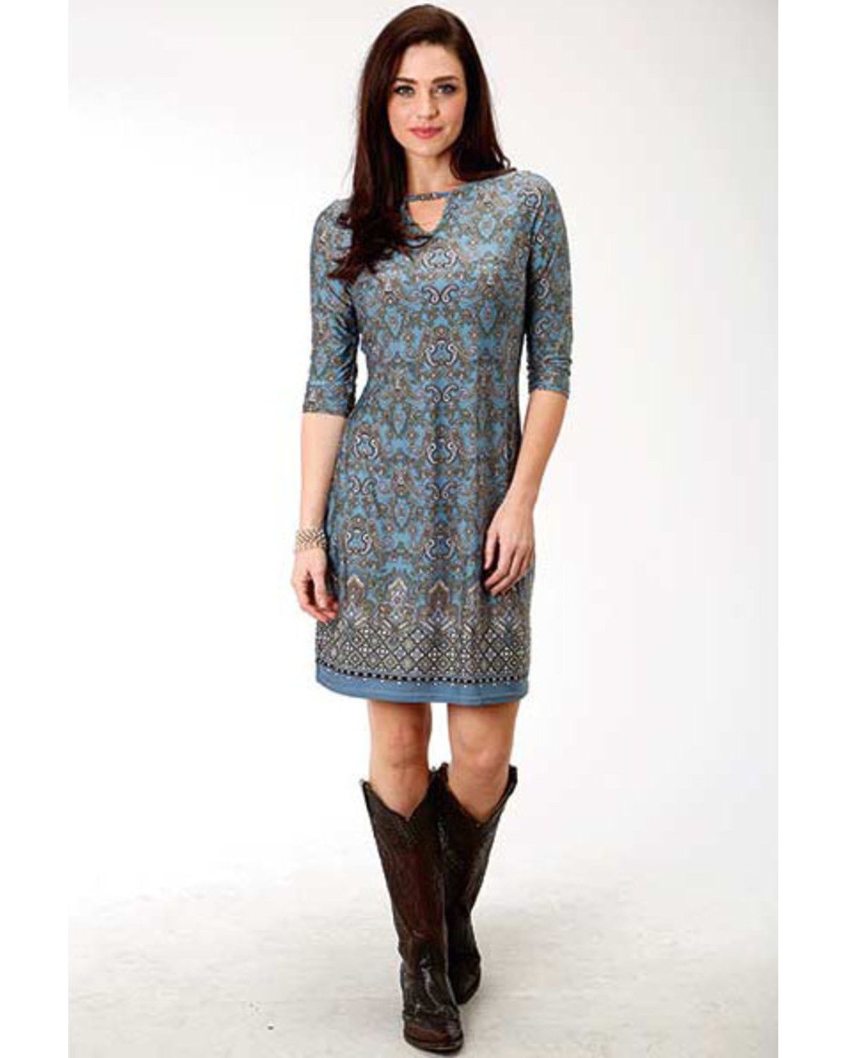 next border print shift dress
