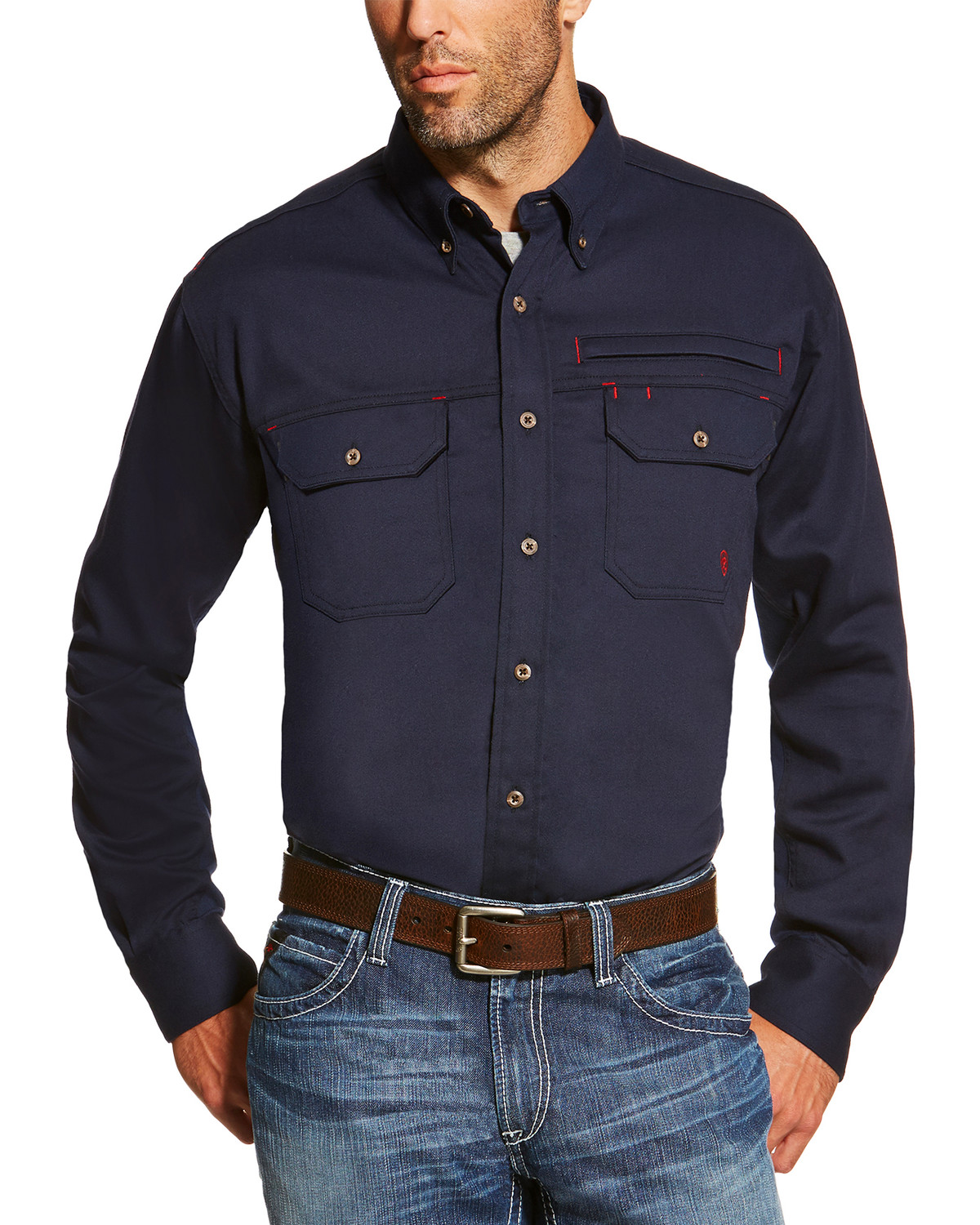 Ariat Men's FR Solid Vent Long Sleeve Button Down Work Shirt