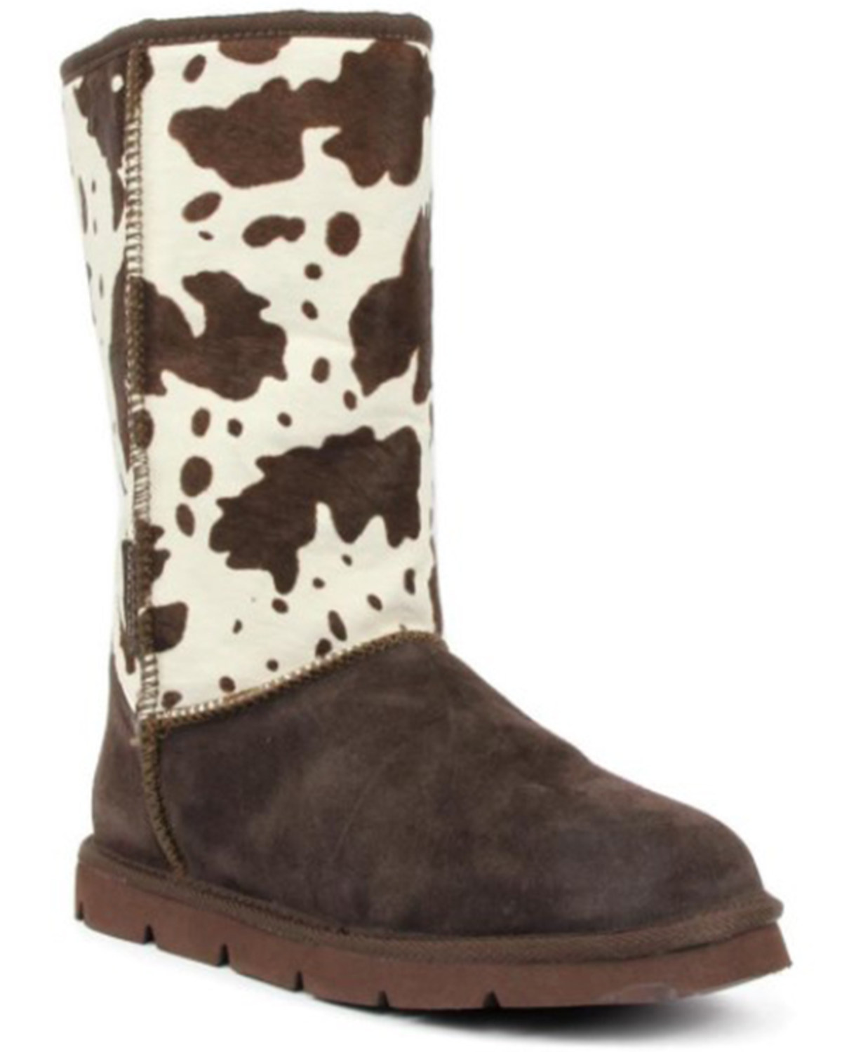 Superlamb Women's Turano 11" Cow Print Real Hair-On Casual Pull On Boots - Round Toe
