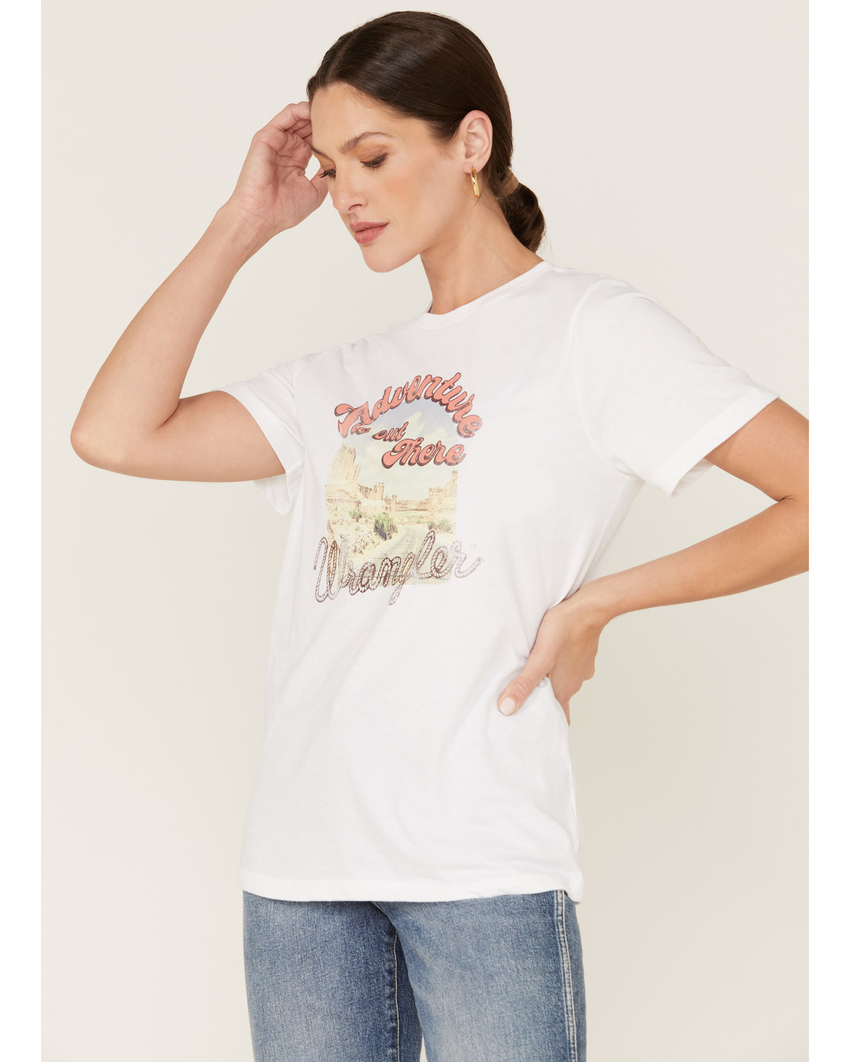 Wrangler Women's Adventure Is Out There Short Sleeve Graphic Tee